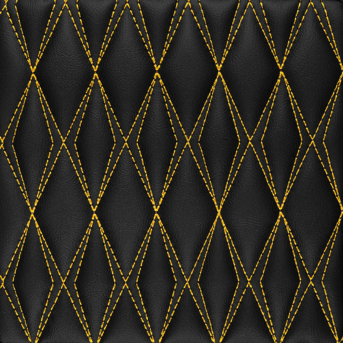 Luxus Twin-Diamond Double Layer Series Floor Mats | Black & Yellow Stitching & Aqua Frost Top Carpet