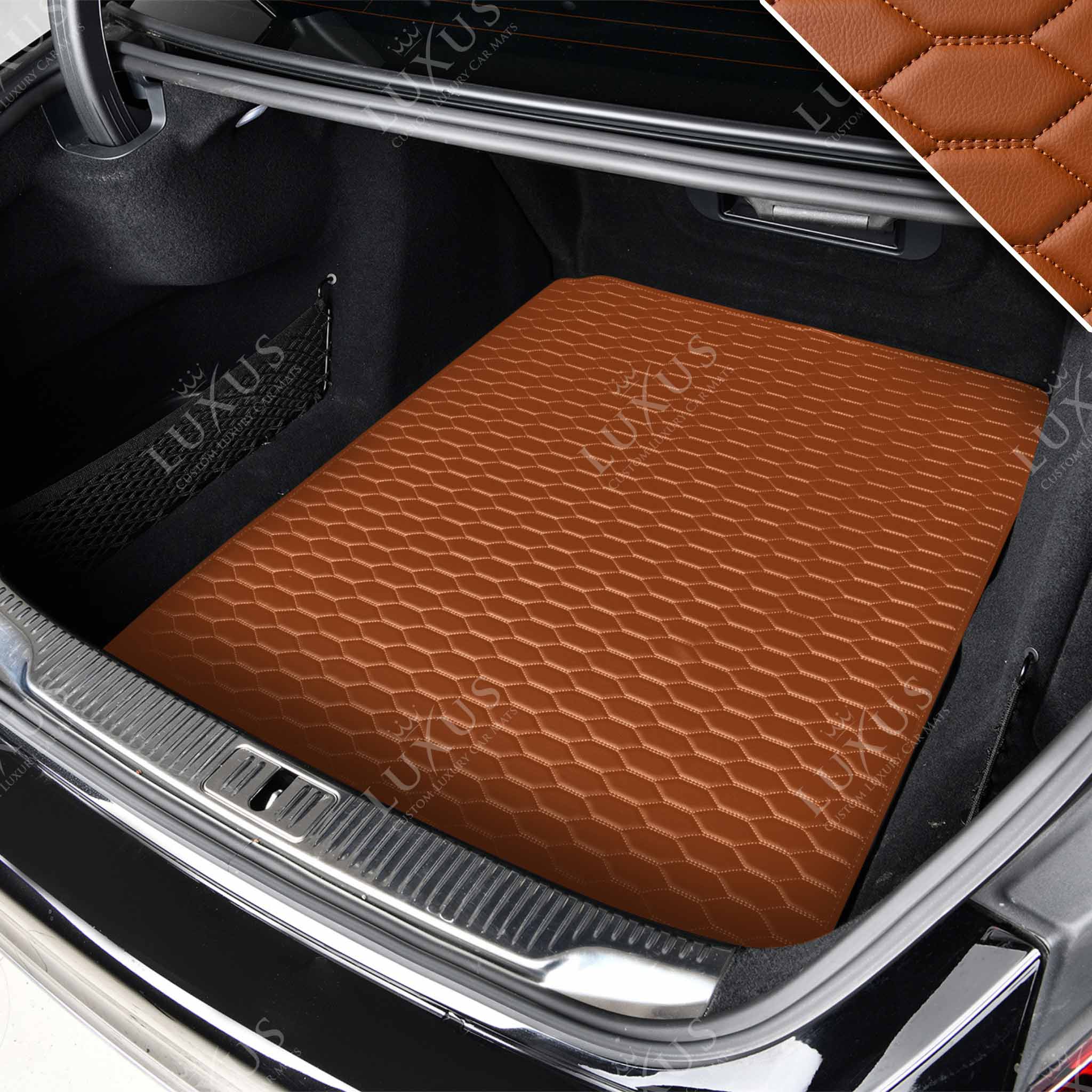 Luxus Premium Honeycomb Custom Base Trunk Liner | Caramel Brown