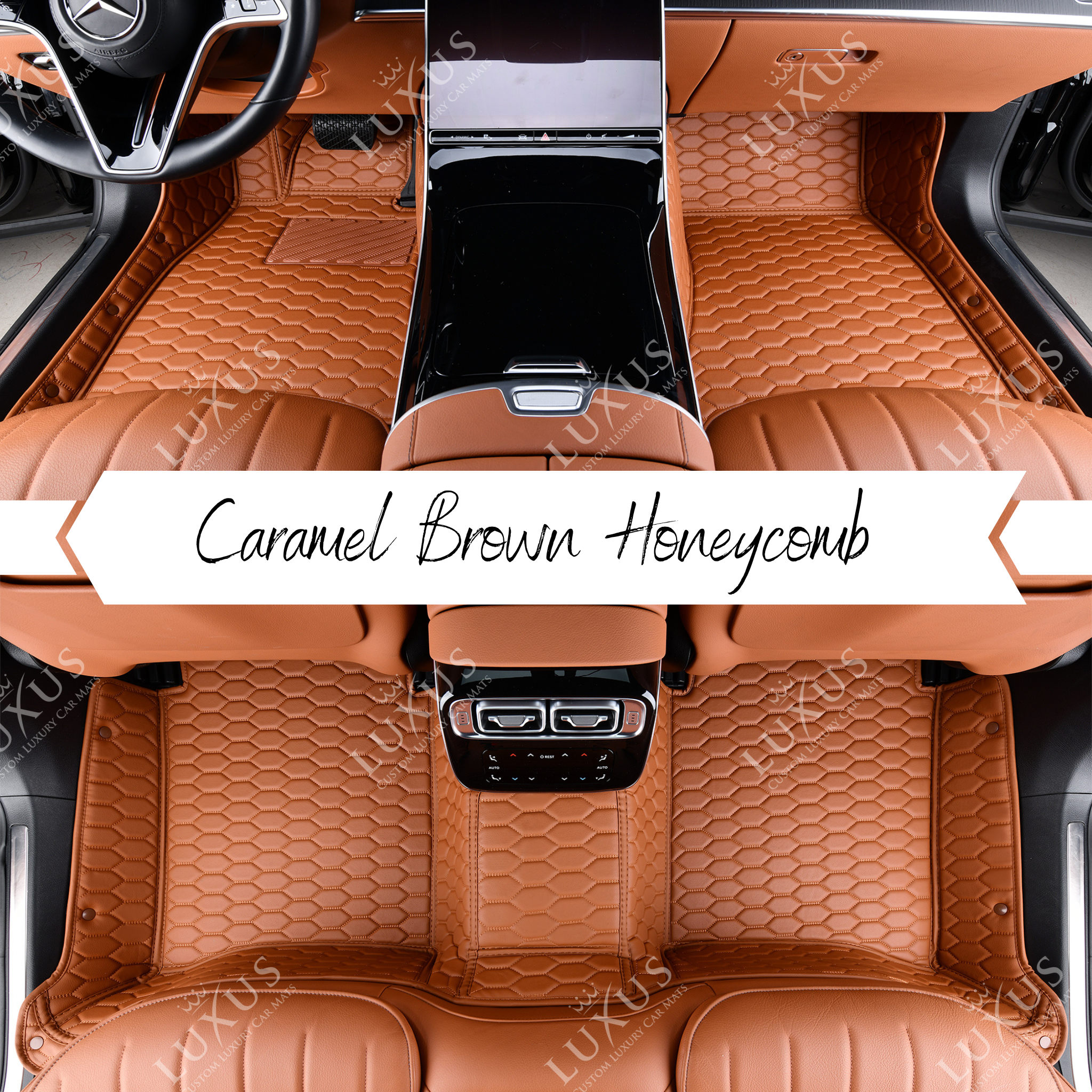 NEW Caramel Brown Honeycomb Luxury Car Mats Set