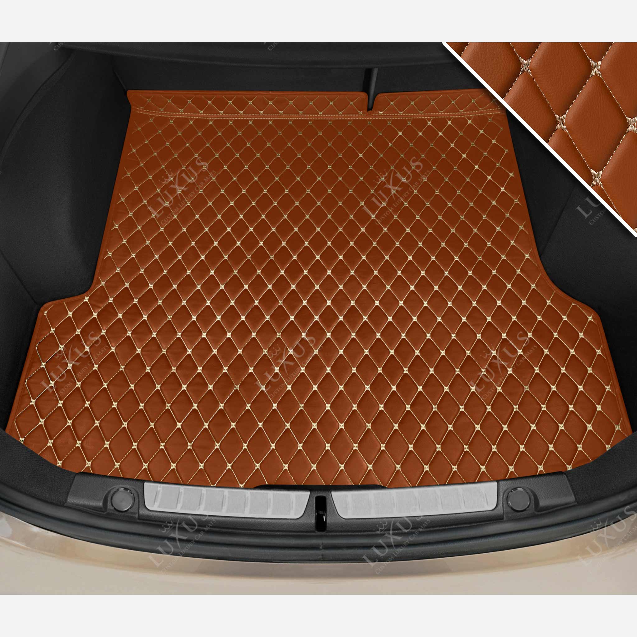 Luxus Car Mats™ – Karamellbraune Luxus-Leder-Kofferraum-/Kofferraummatte