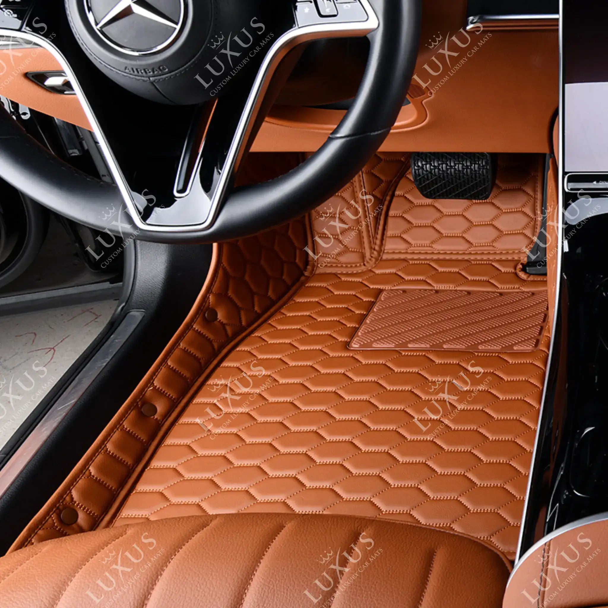 NEW Caramel Brown Honeycomb Luxury Car Mats Set