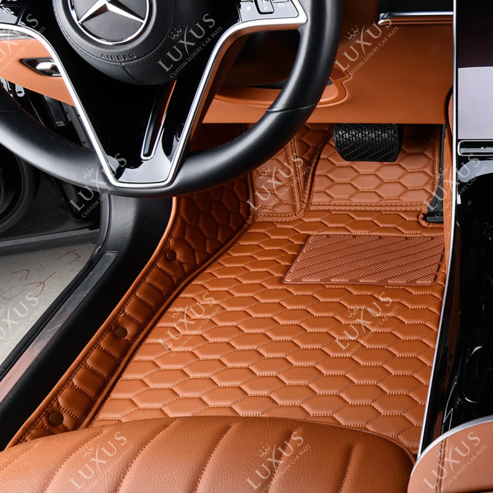 Luxus Premium Honeycomb Custom Car Mats Set | Caramel Brown