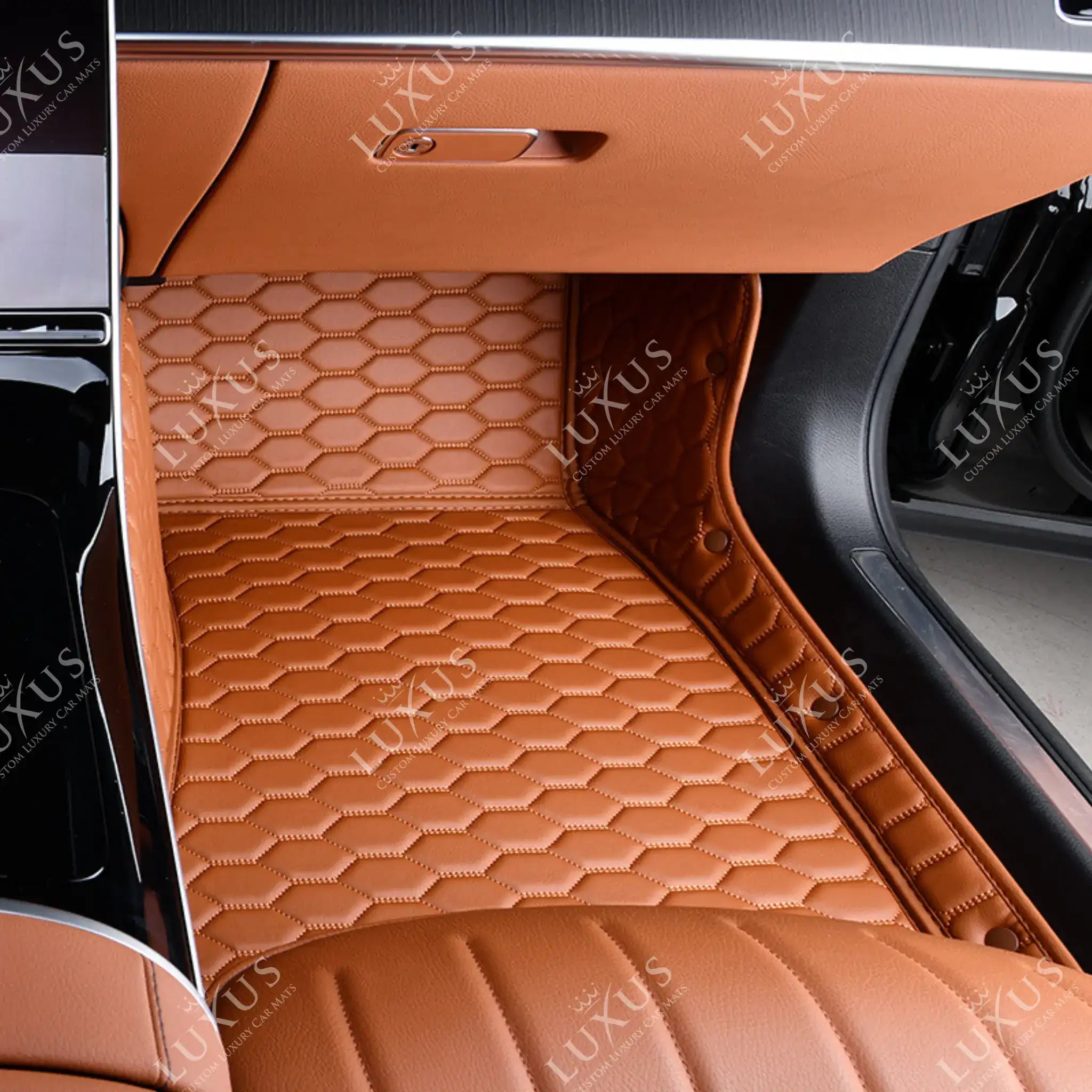 Luxus Premium Honeycomb Custom Car Mats Set | Caramel Brown