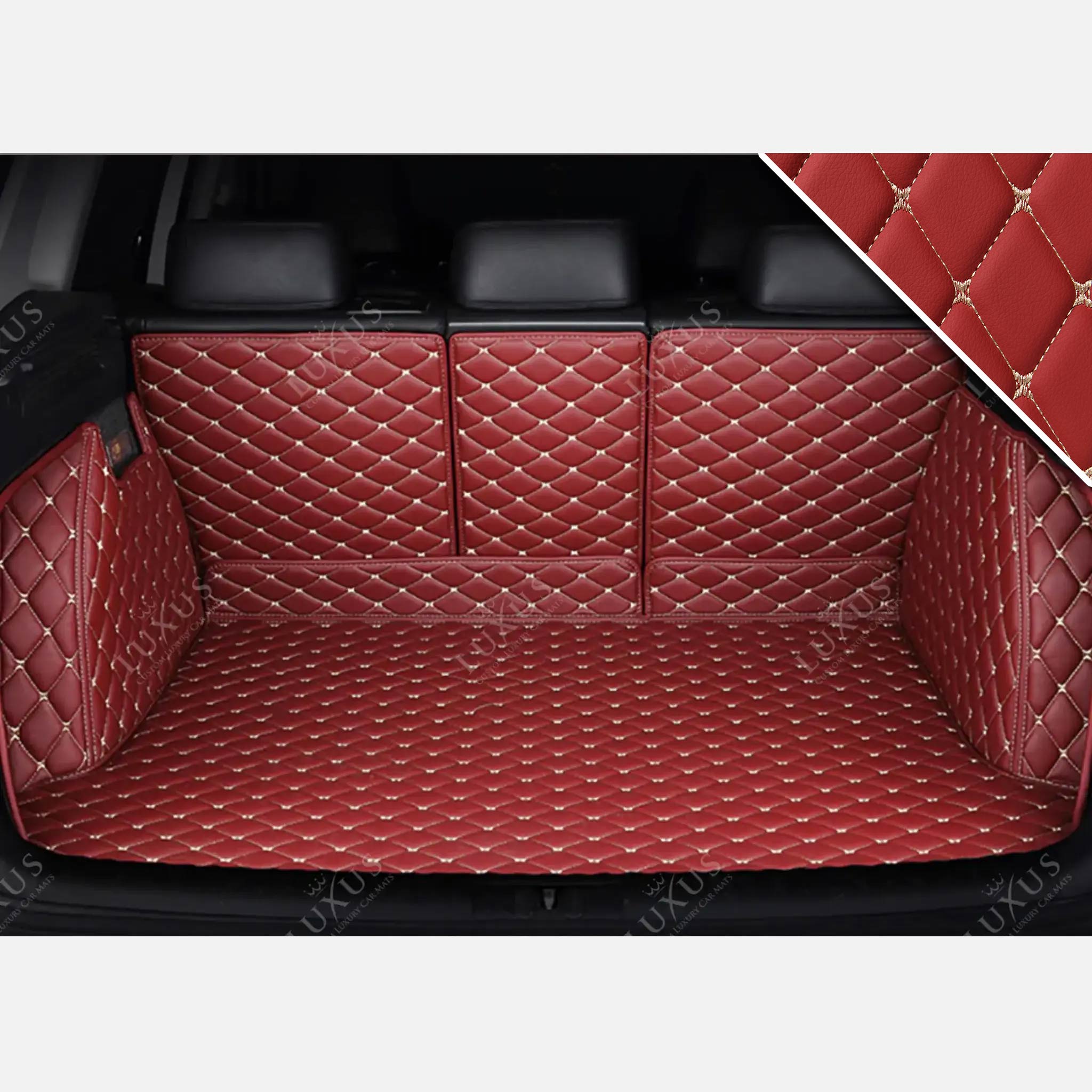 Luxus Car Mats™ – Kirschrote 3D-Luxus-Leder-Kofferraum-/Kofferraummatte