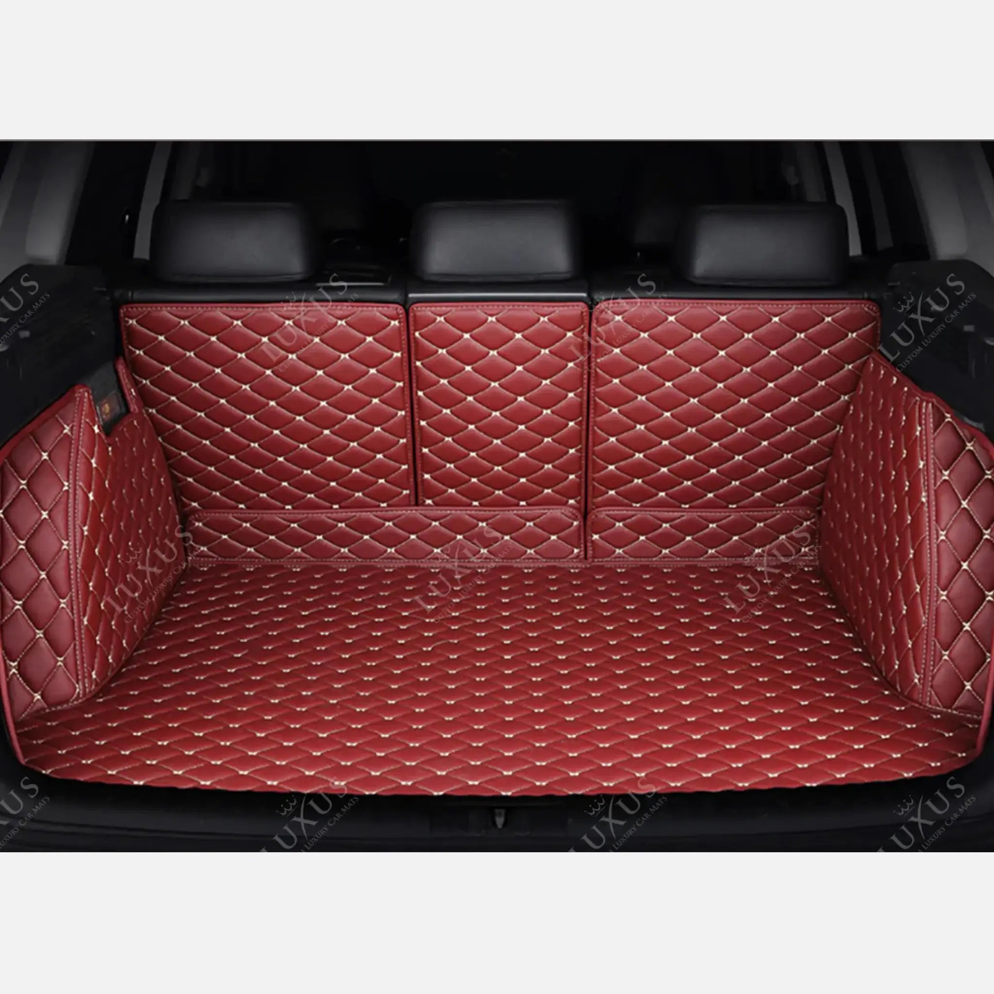 Luxus Car Mats™ – Kirschrote 3D-Luxus-Leder-Kofferraum-/Kofferraummatte