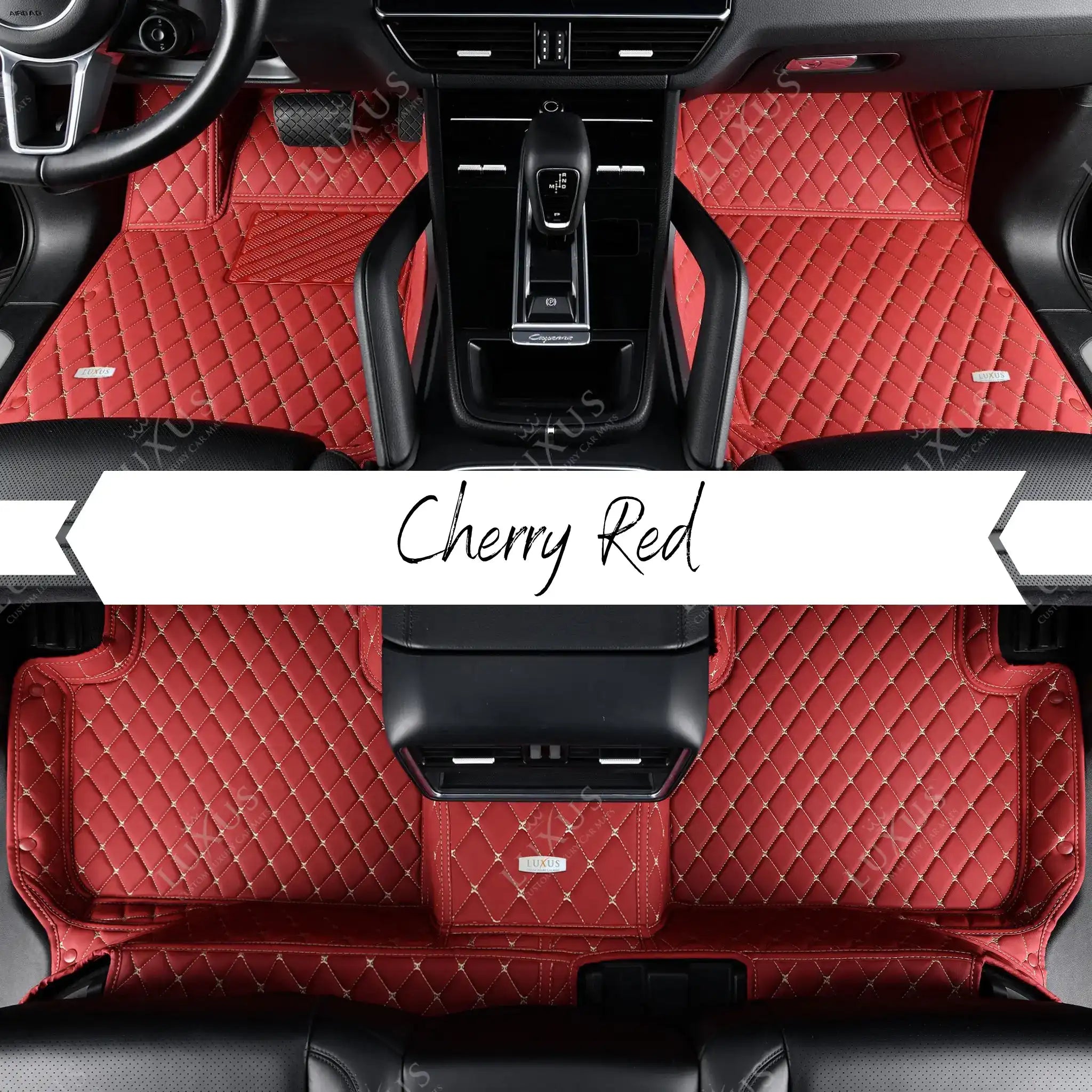 Set di tappetini per auto di lusso personalizzati rosso ciliegia
