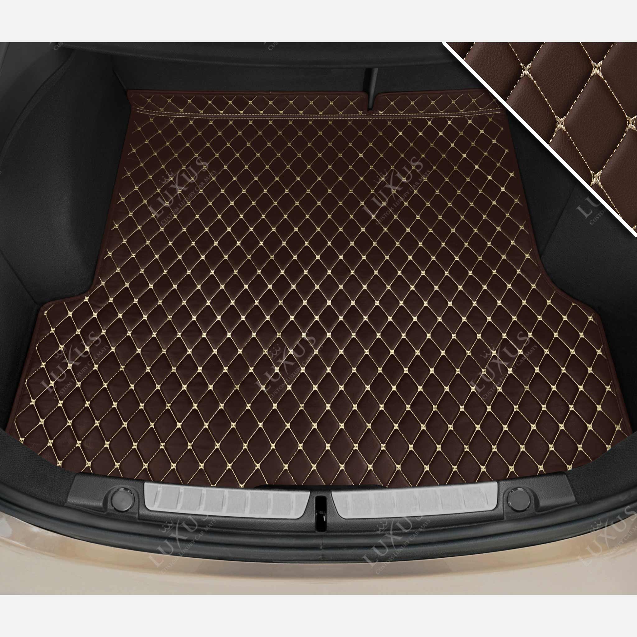 Luxus Car Mats™ - Tappetino per bagagliaio/stivale in pelle di lusso marrone cioccolato