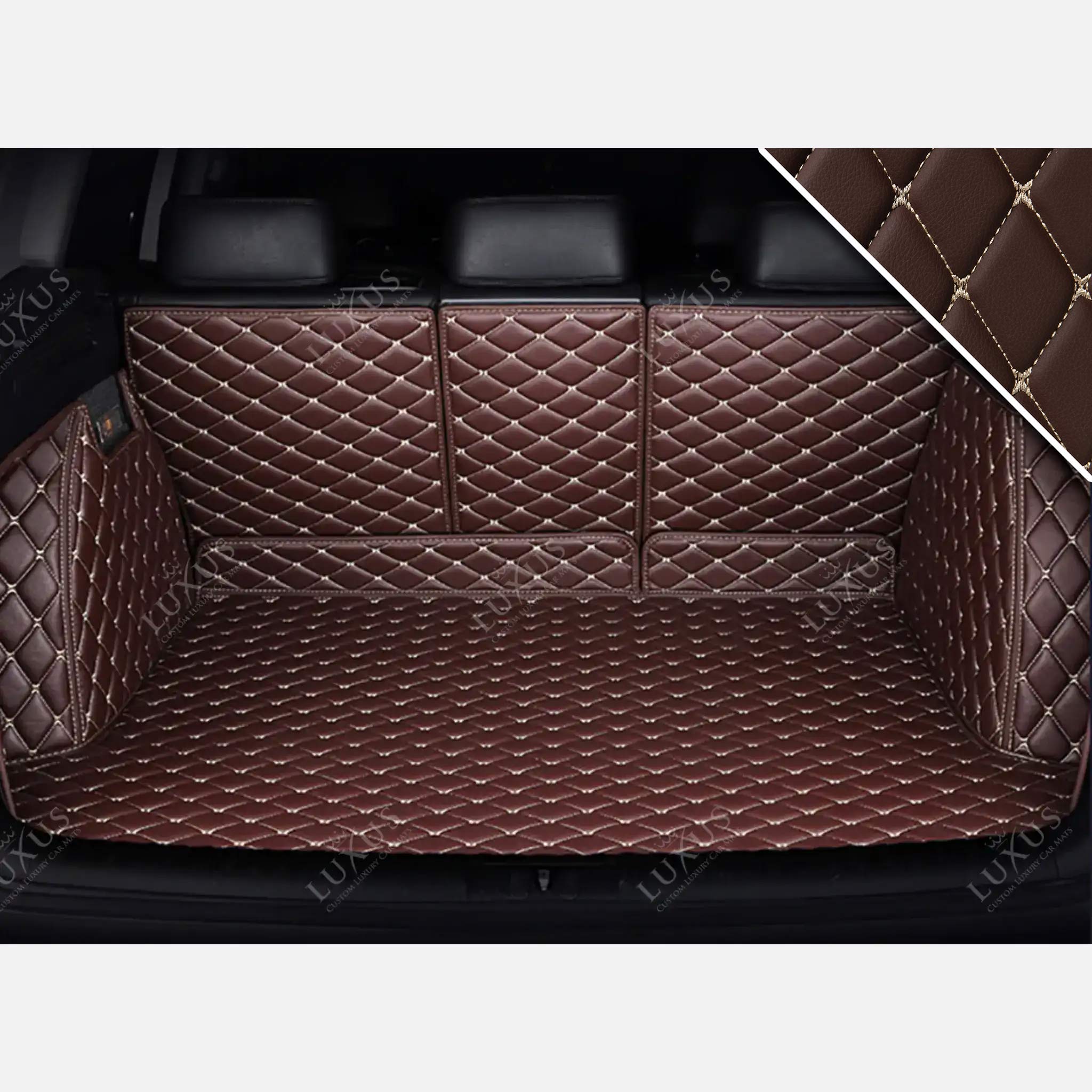 Luxus Car Mats™ – schokoladenbraune 3D-Luxus-Leder-Kofferraum-/Kofferraummatte