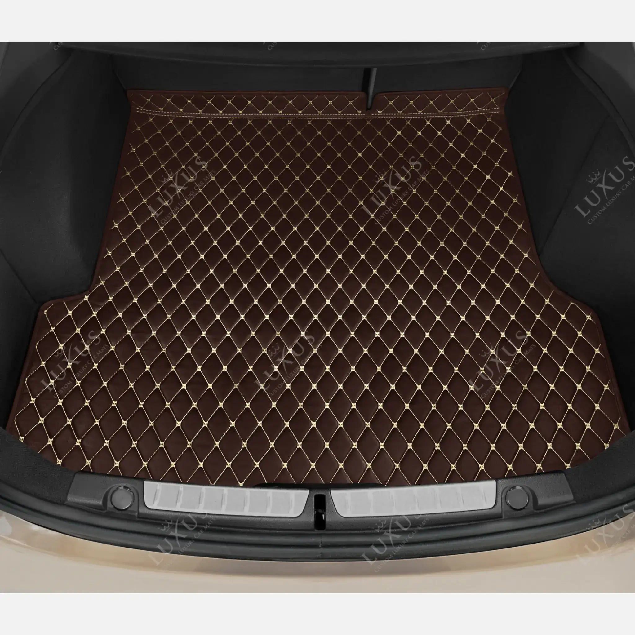 Luxus Car Mats™ - Tappetino per bagagliaio/stivale in pelle di lusso marrone cioccolato