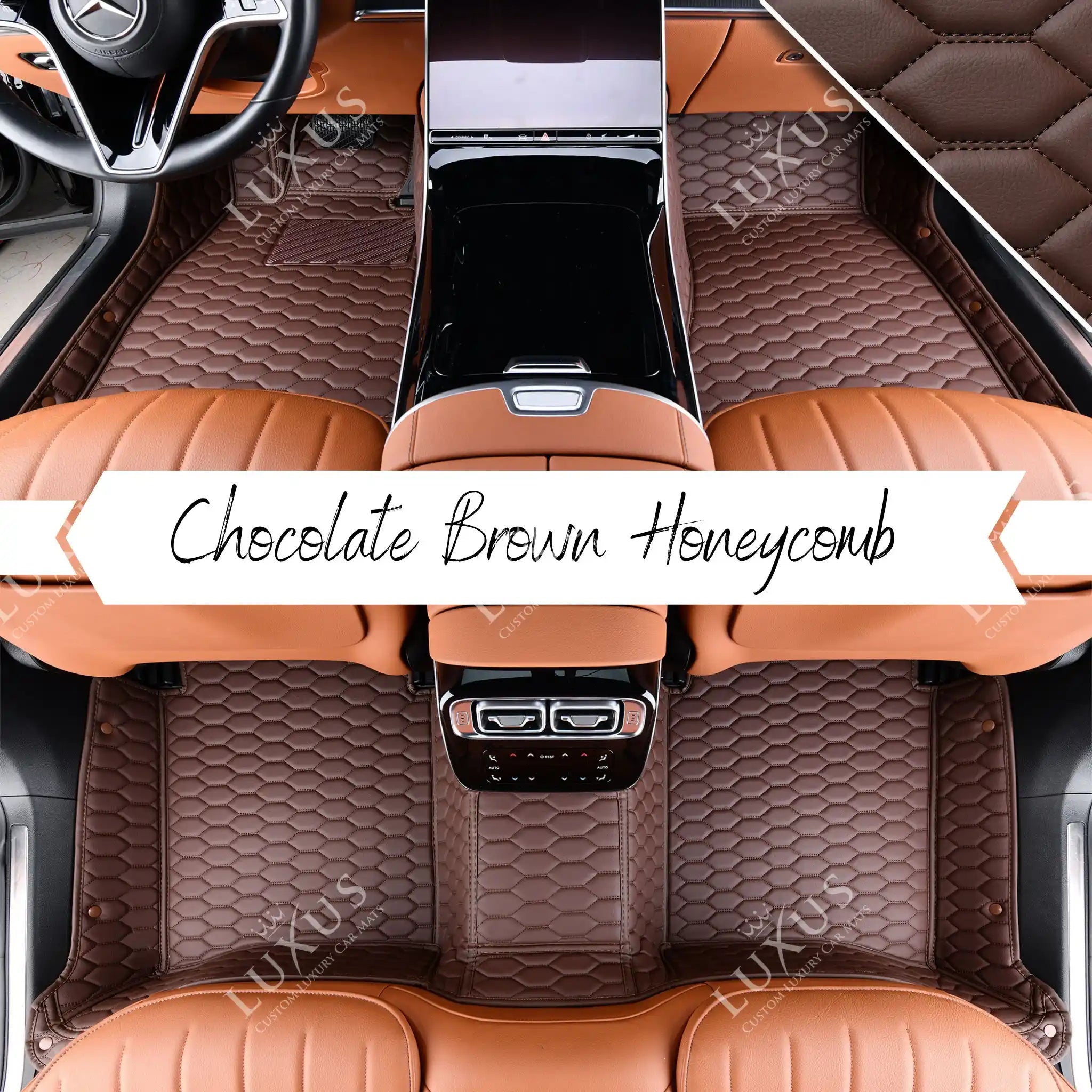 Luxus Premium Honeycomb Custom Car Mats Set | Chocolate Brown