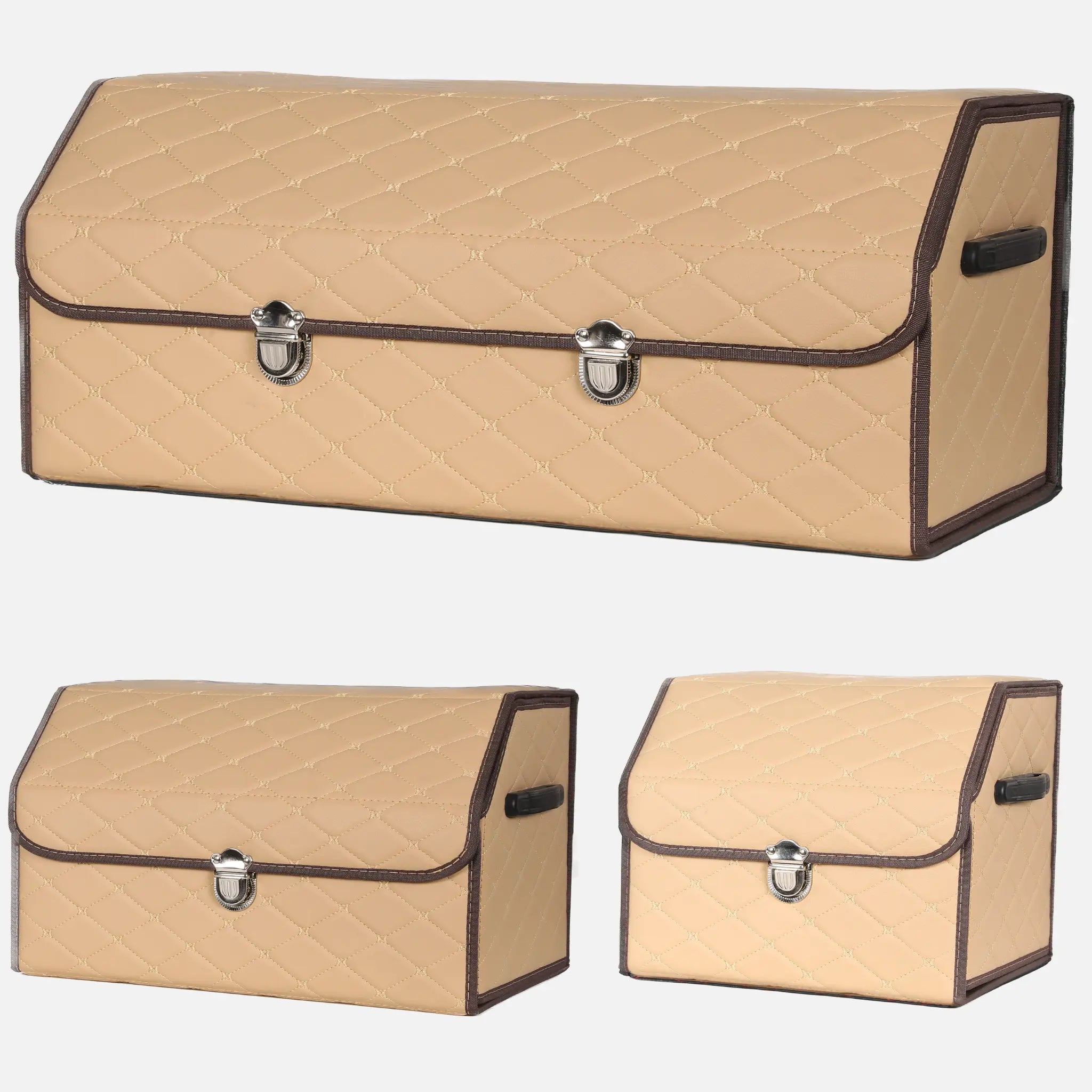 Cream Beige Diamond Trunk Organizer