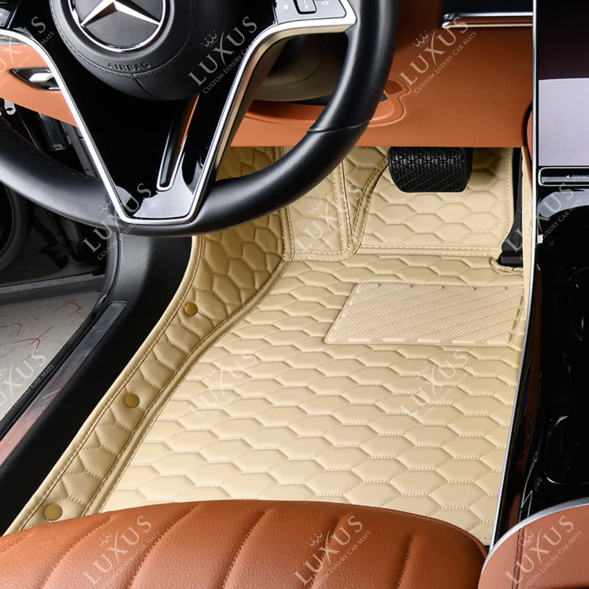 Luxus Premium Honeycomb Custom Car Mats Set | Cream Beige