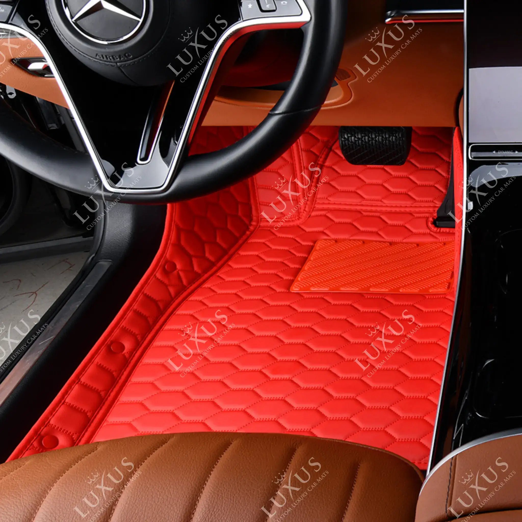 Luxus Premium Honeycomb Custom Car Mats Set | Ferrari Red