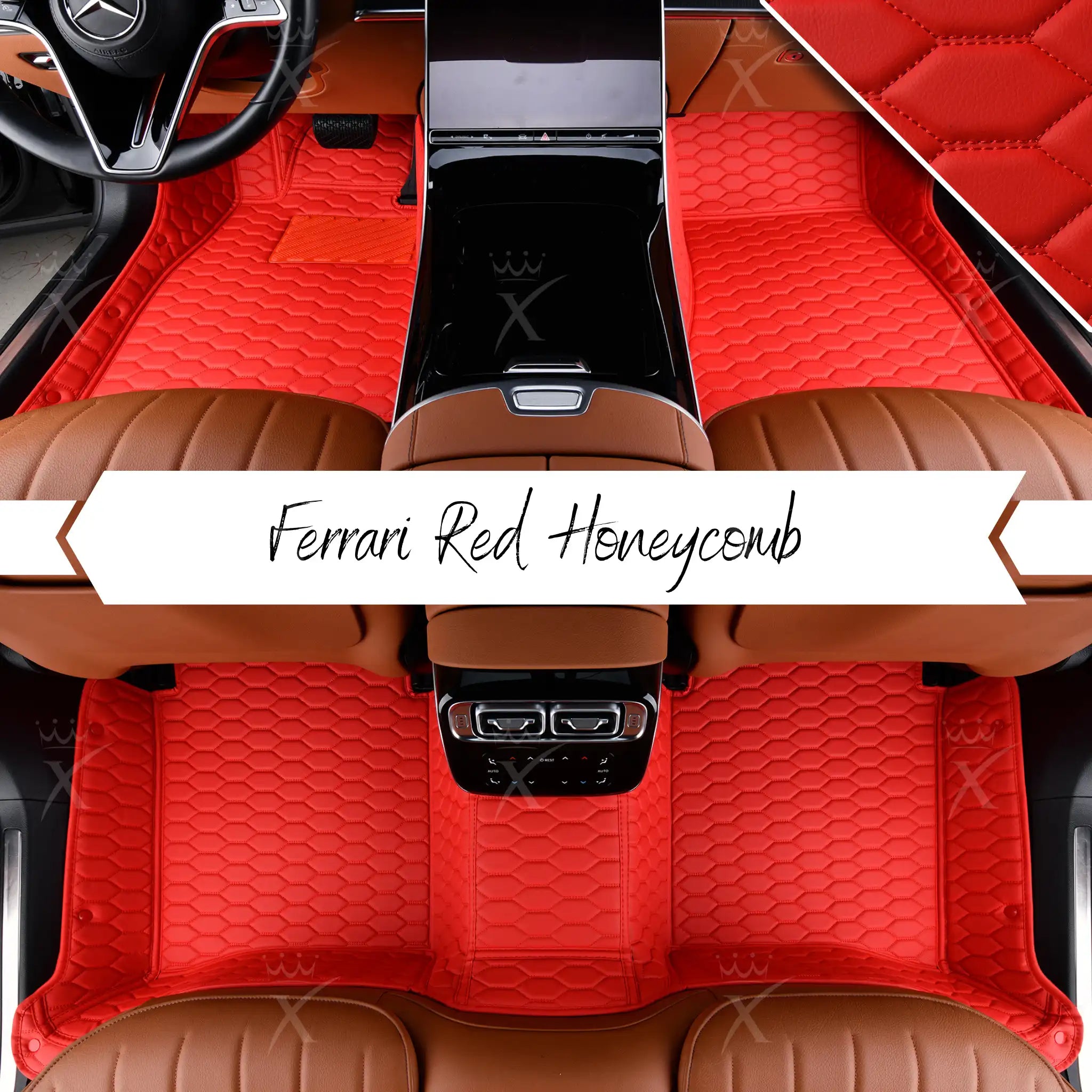 Luxus Premium Honeycomb Custom Car Mats Set | Ferrari Red