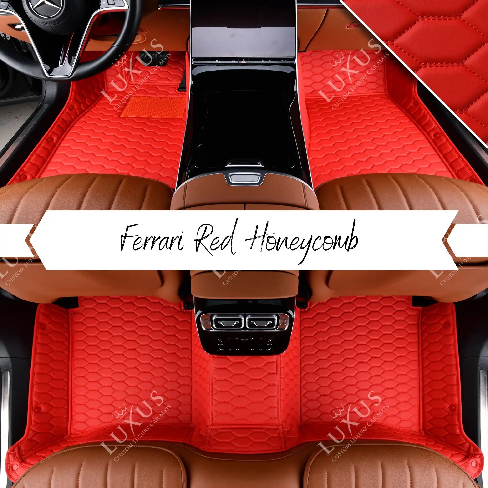 Luxus Premium Honeycomb Custom Car Mats Set | Ferrari Red