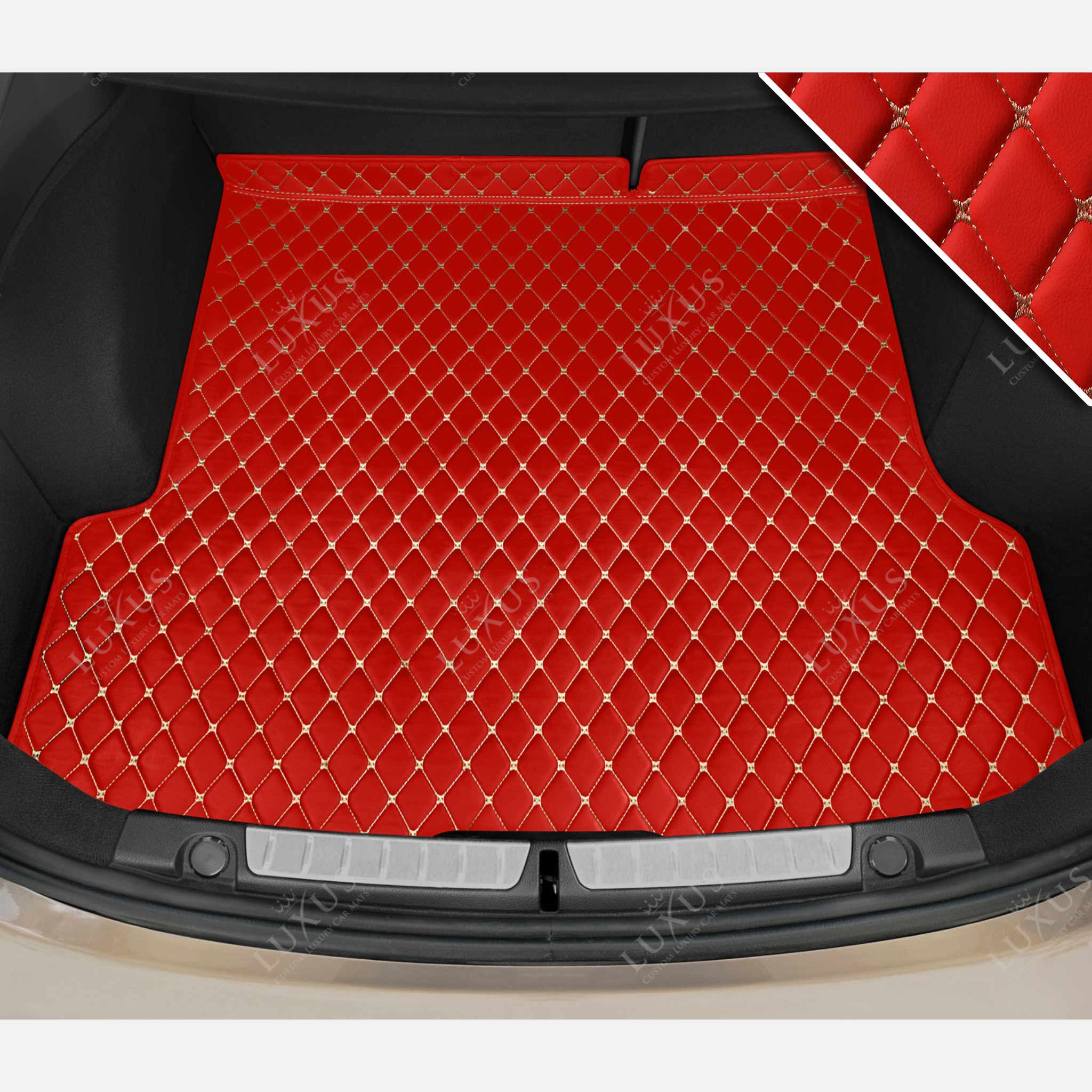 Luxus Car Mats™ - Tappetino per bagagliaio/stivale in pelle rosso Ferrari