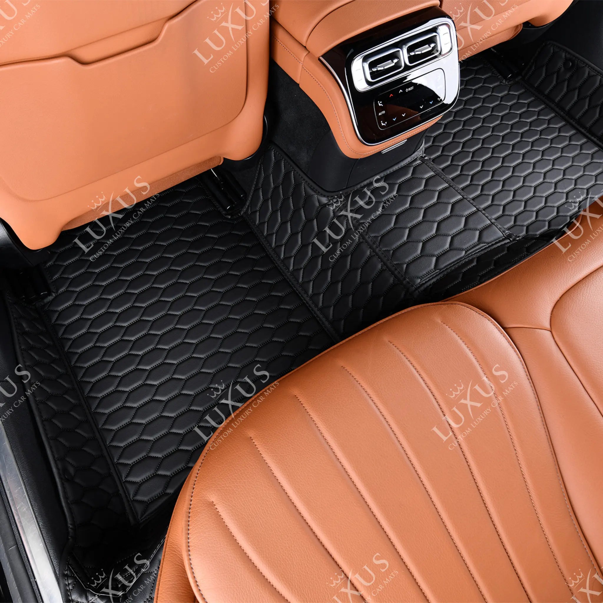 Luxus Premium Honeycomb Custom Car Mats Set | Black & Black Stitching
