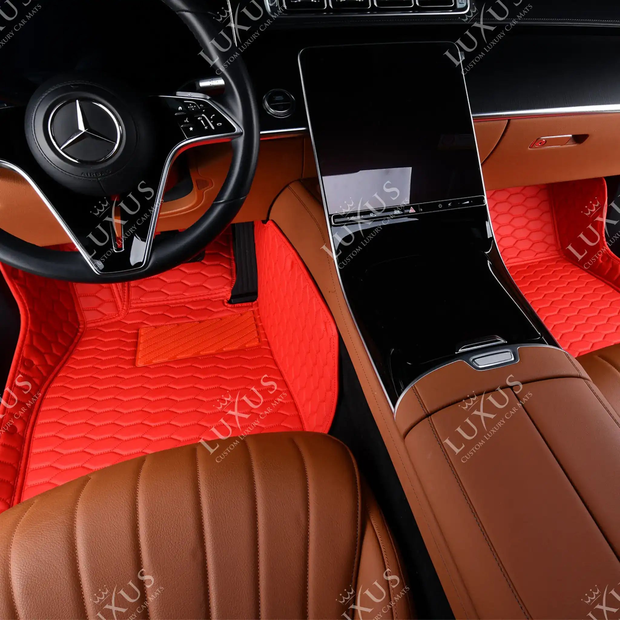 Luxus Premium Honeycomb Custom Car Mats Set | Ferrari Red