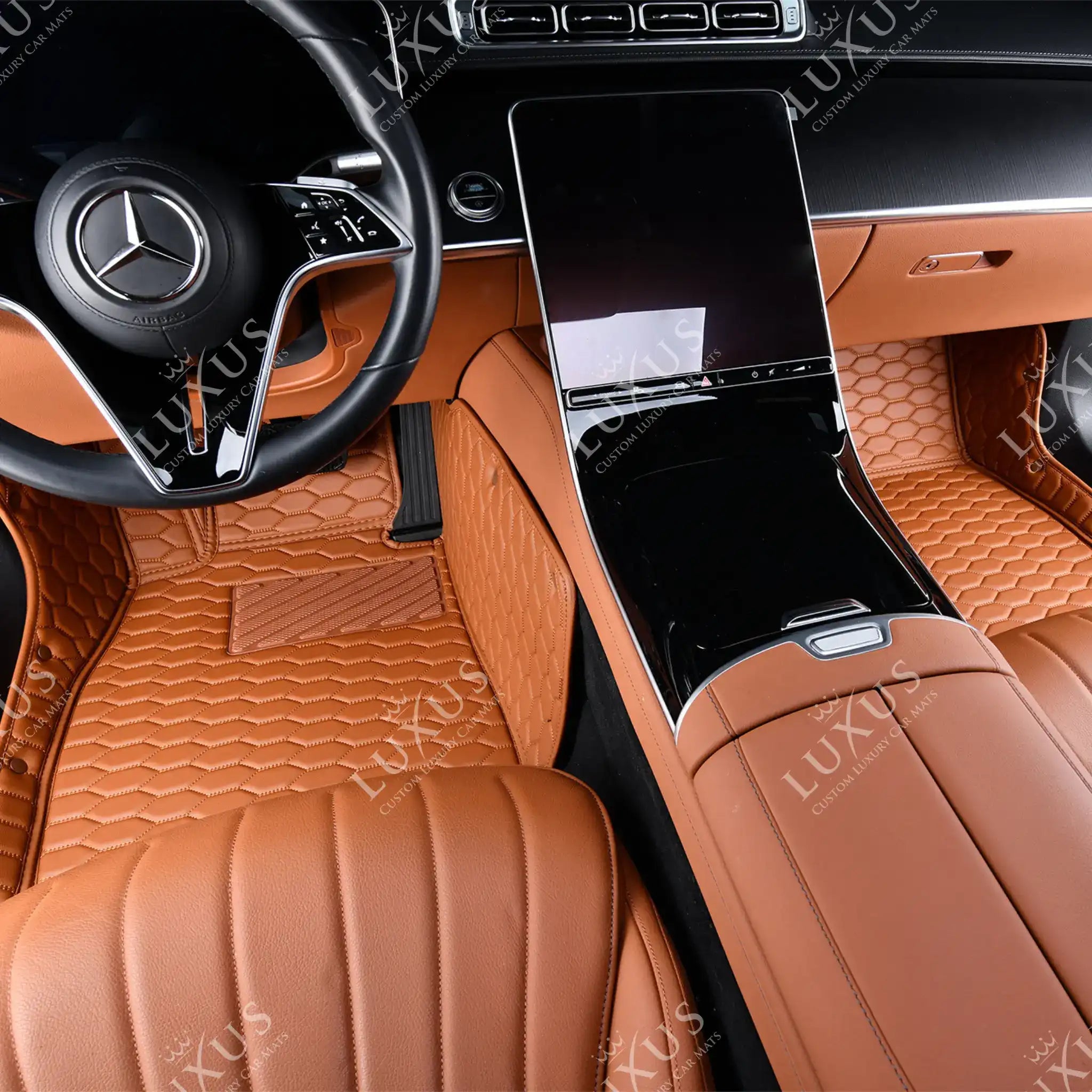 Luxus Premium Honeycomb Custom Car Mats Set | Caramel Brown
