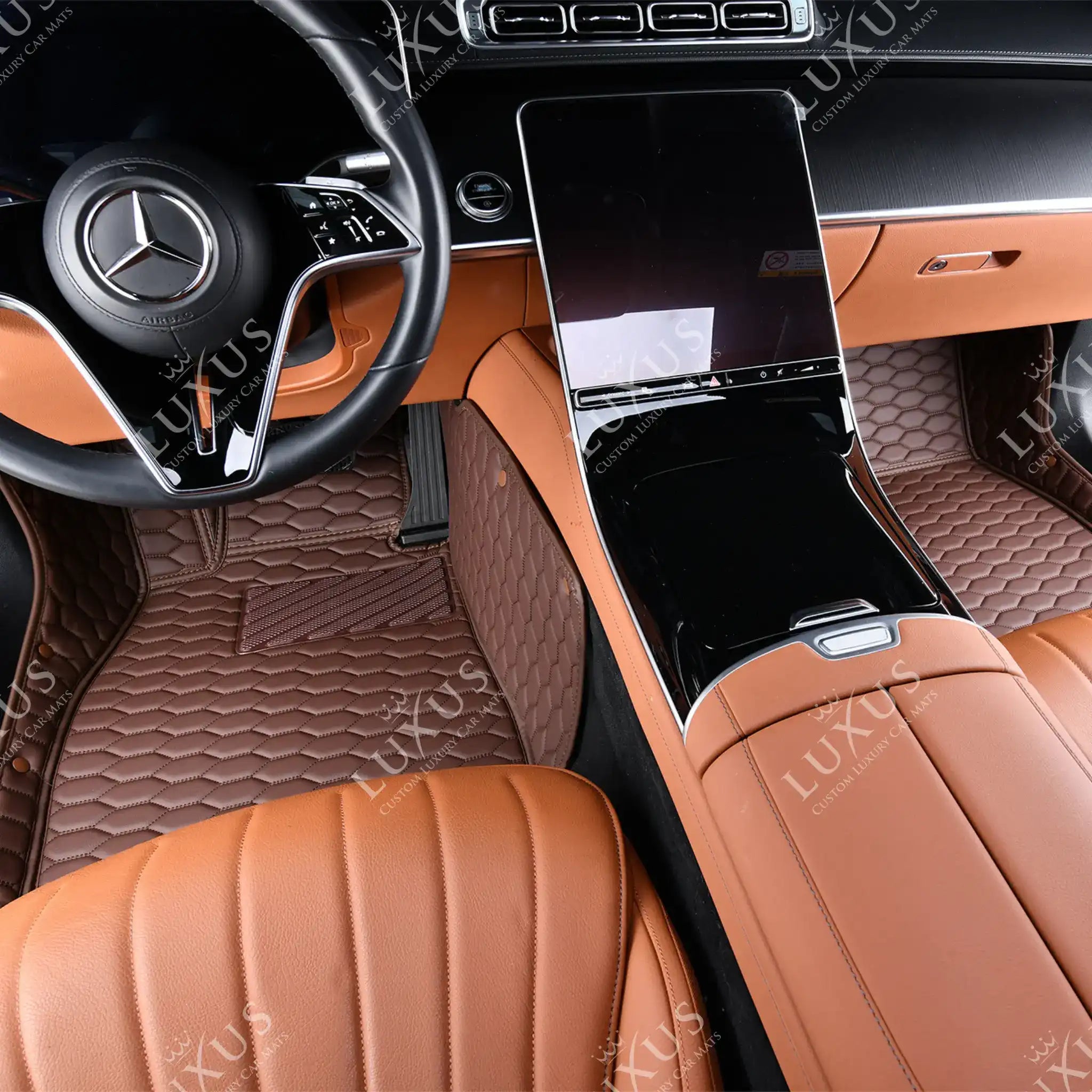 Luxus Premium Honeycomb Custom Car Mats Set | Chocolate Brown