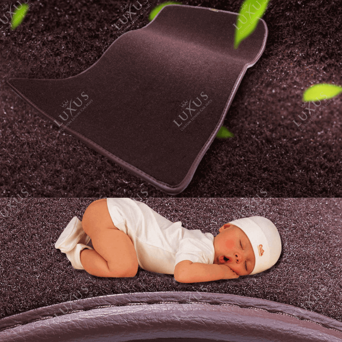 Black & Black Stitching Diamond & Red Carpet Double Layer Luxury Car Mats Set