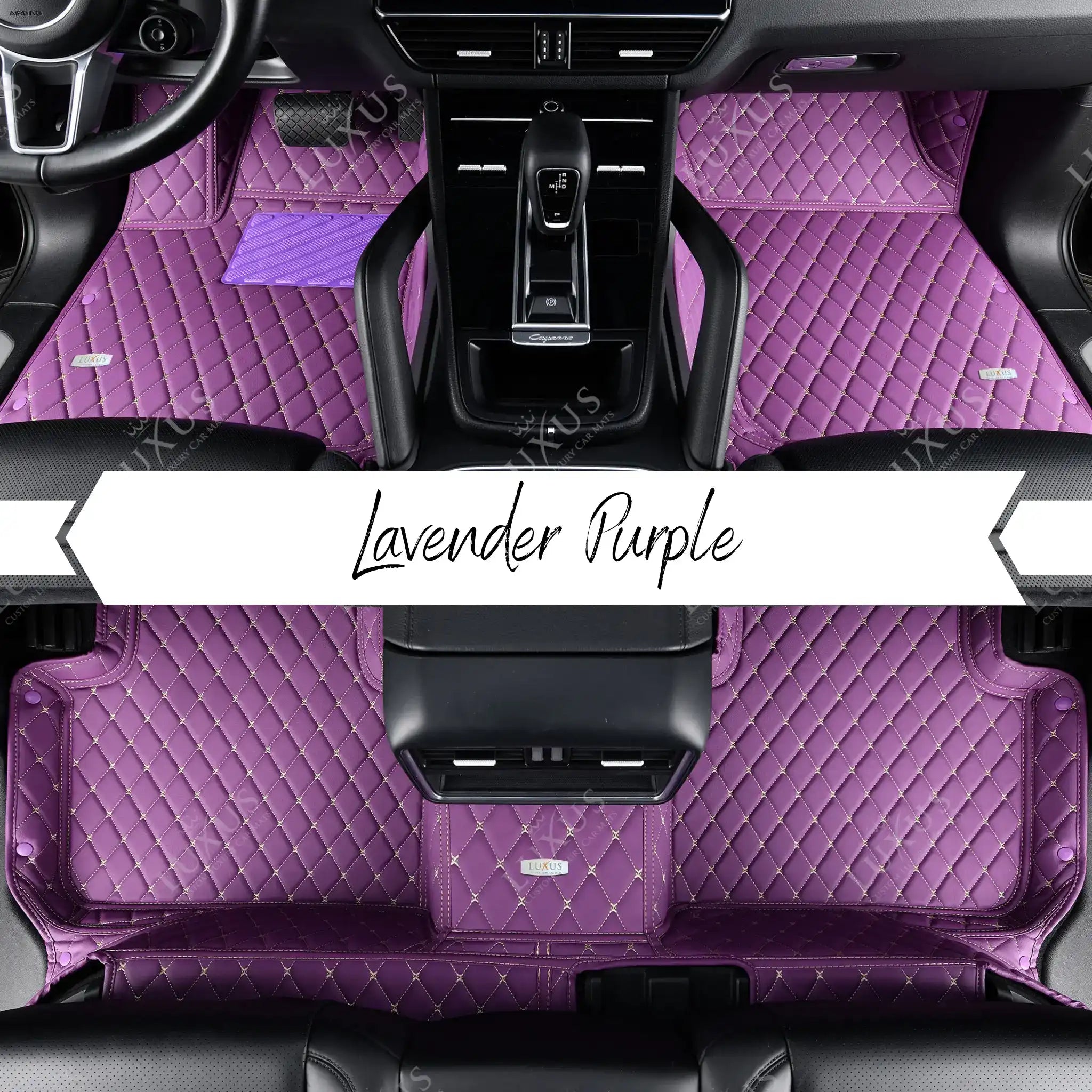 Lavender Purple Diamond Luxury Car Mats Set