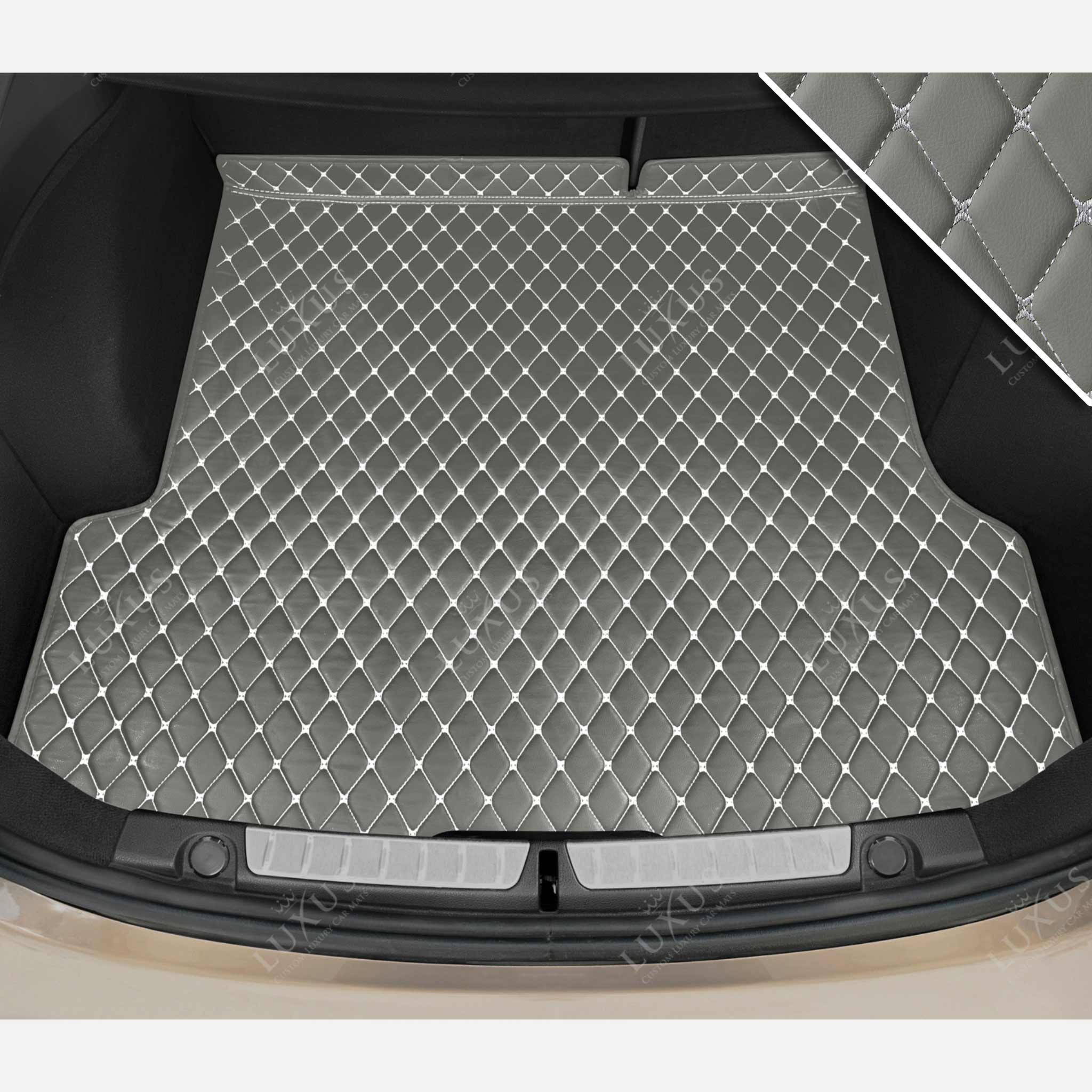Luxus Car Mats™ - Tappetino per bagagliaio/stivale in pelle di lusso grigio chiaro