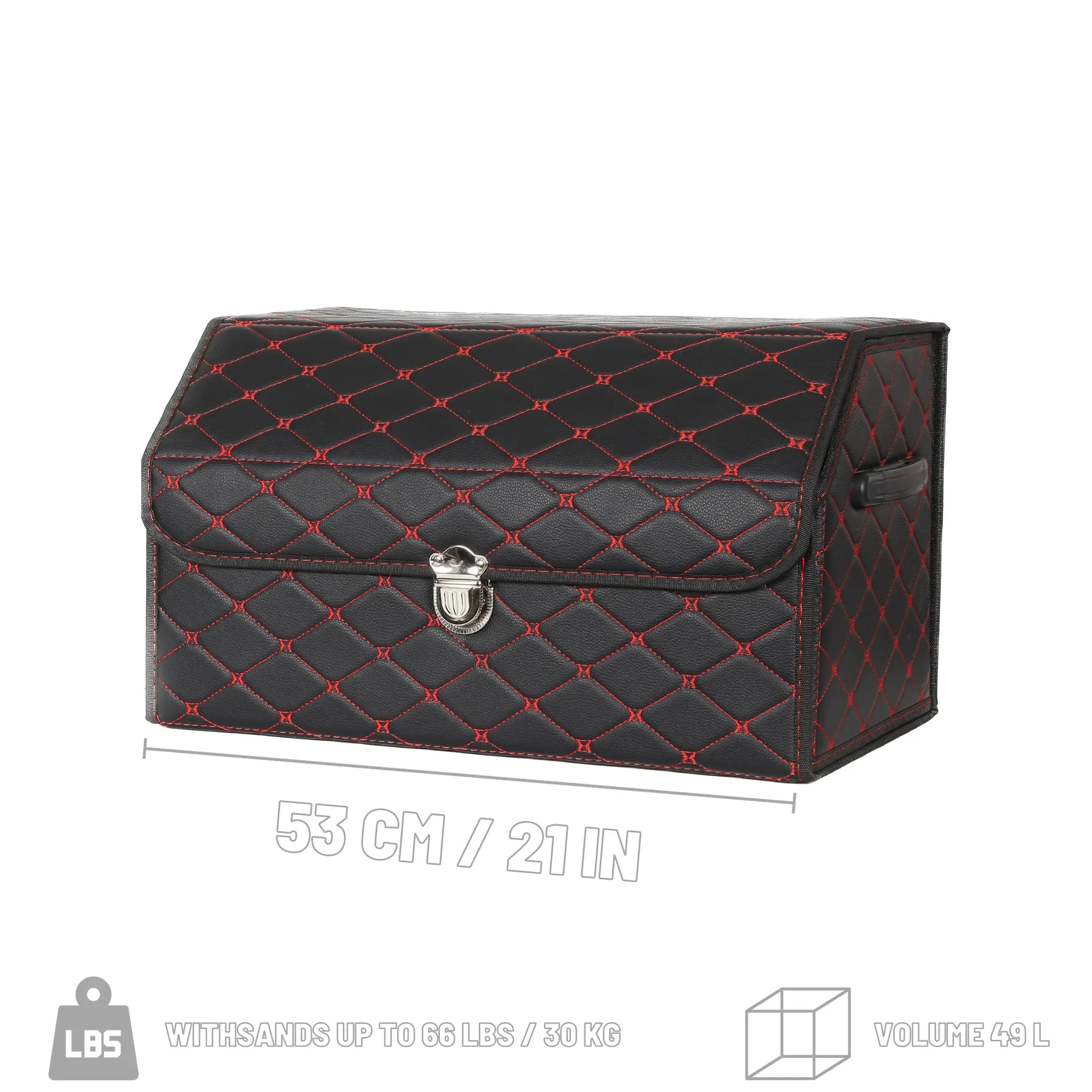 Black & Red Stitching Diamond Trunk Organizer