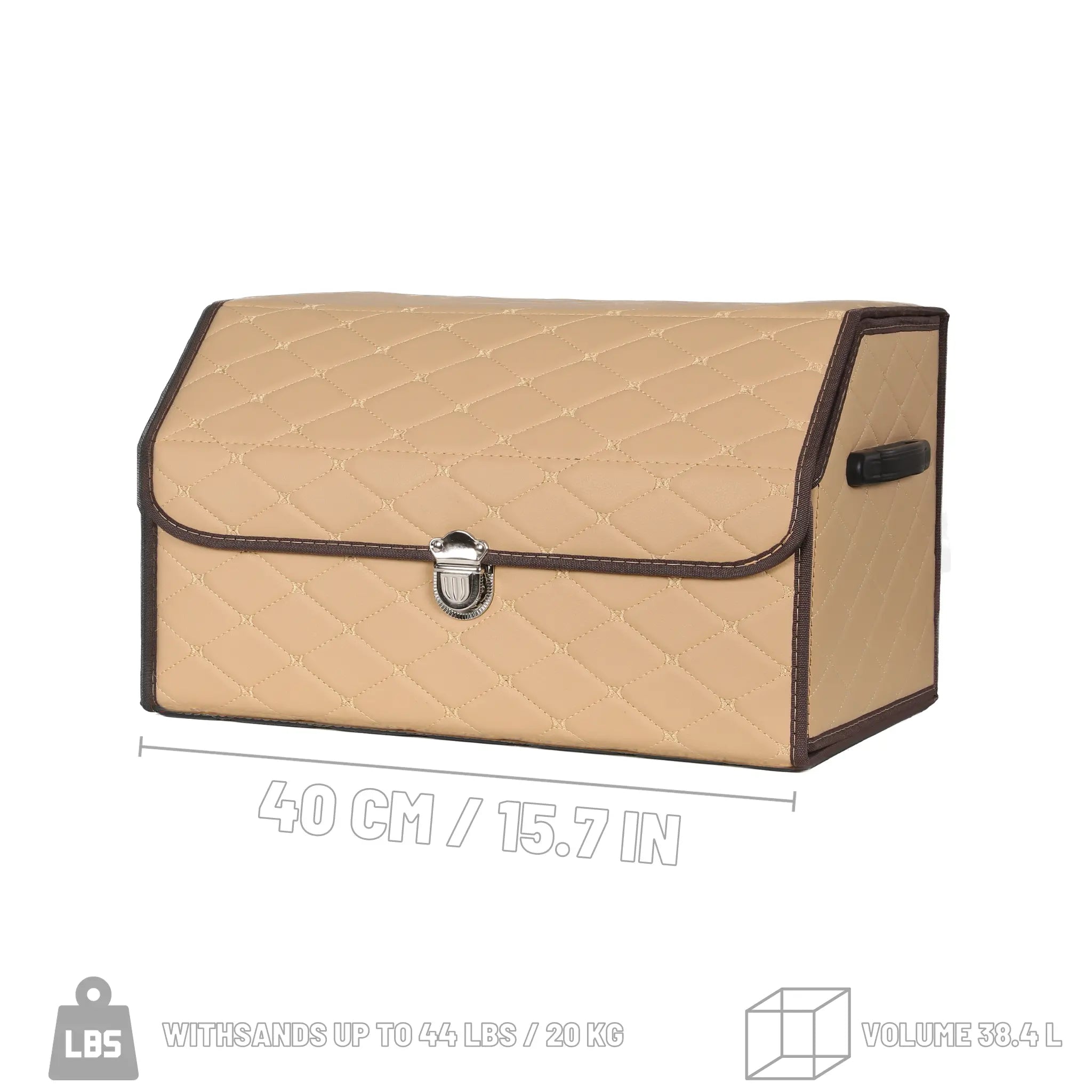 Cream Beige Diamond Trunk Organizer