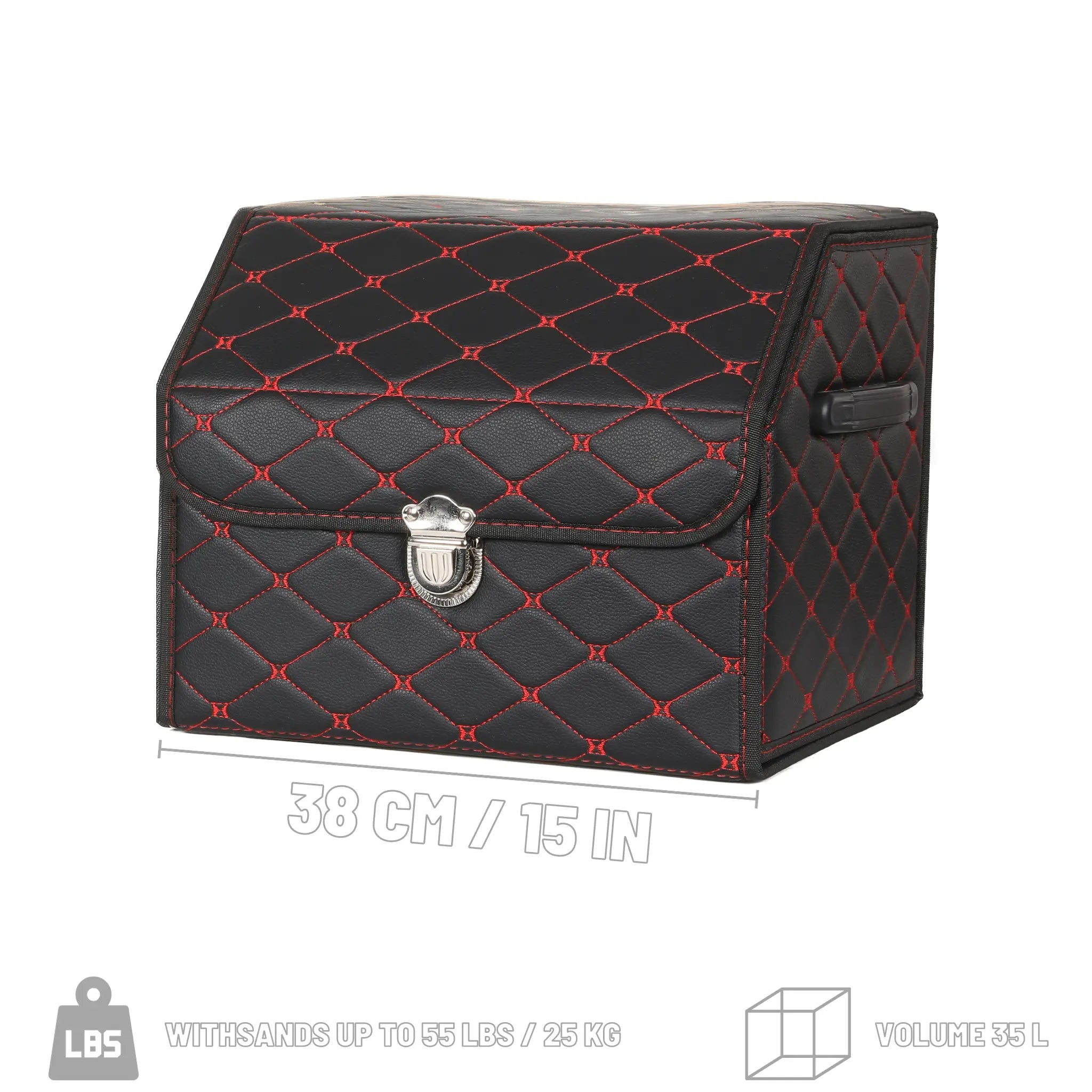 Black & Red Stitching Diamond Trunk Organizer