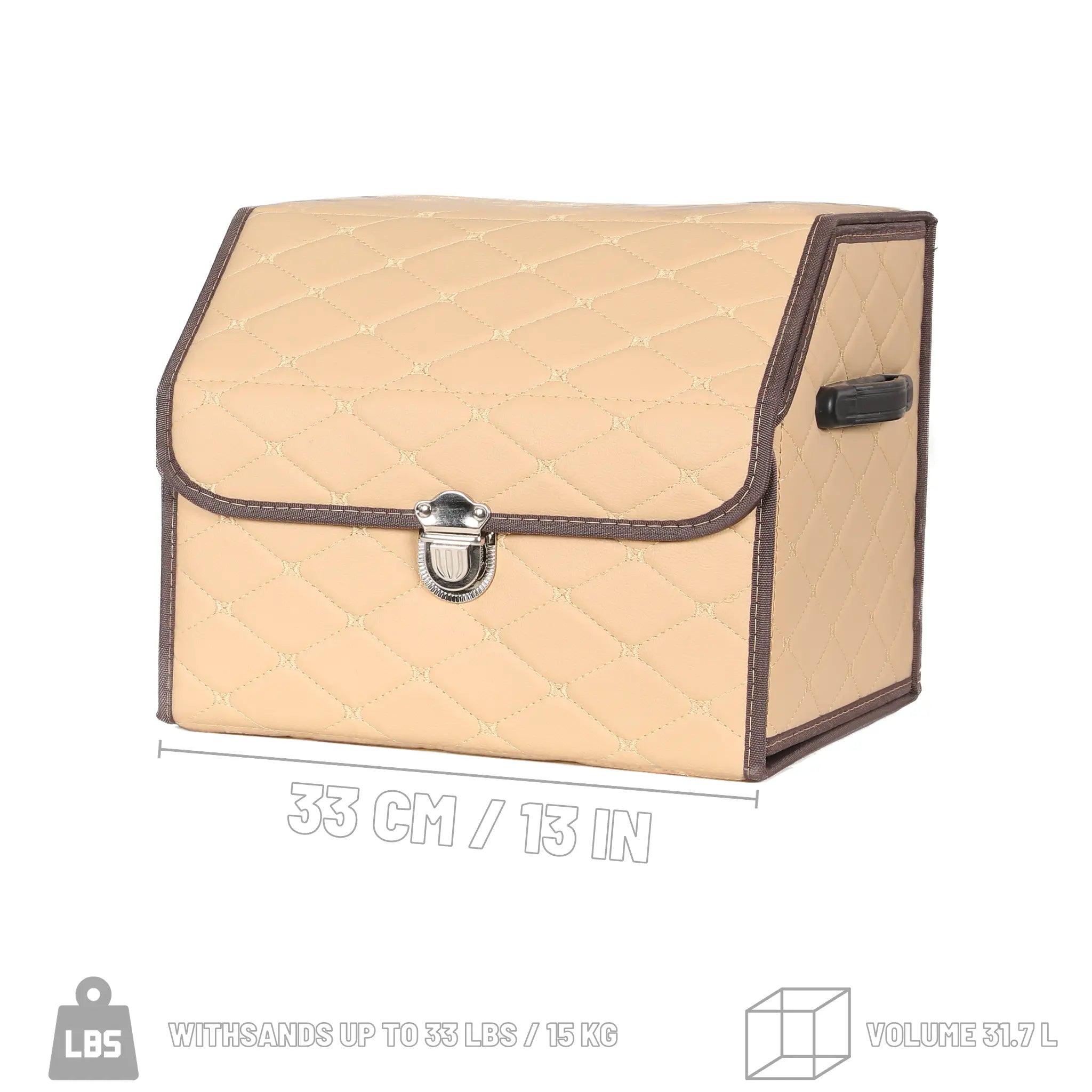 Cream Beige Diamond Trunk Organizer