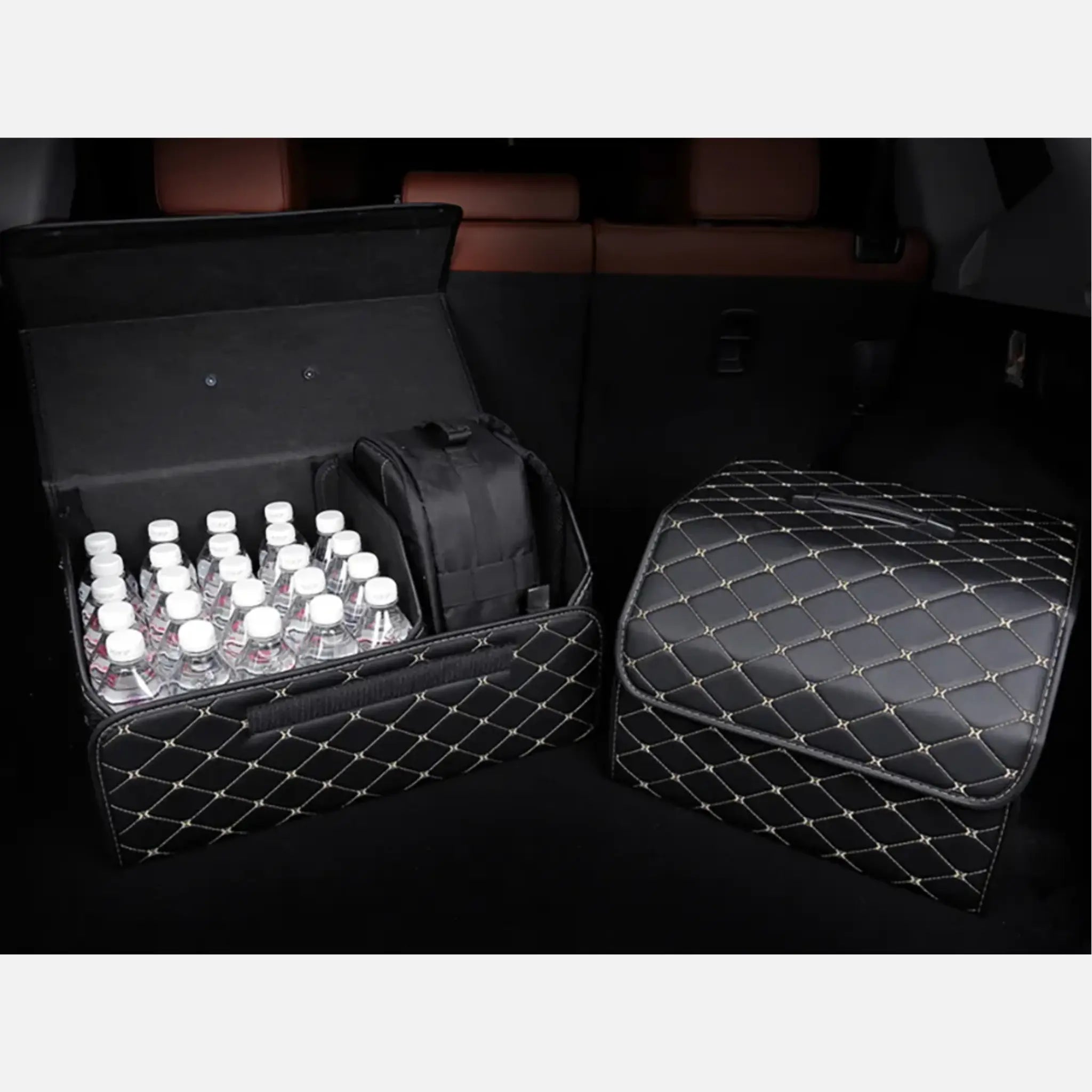 Black & Red Stitching Diamond Trunk Organizer