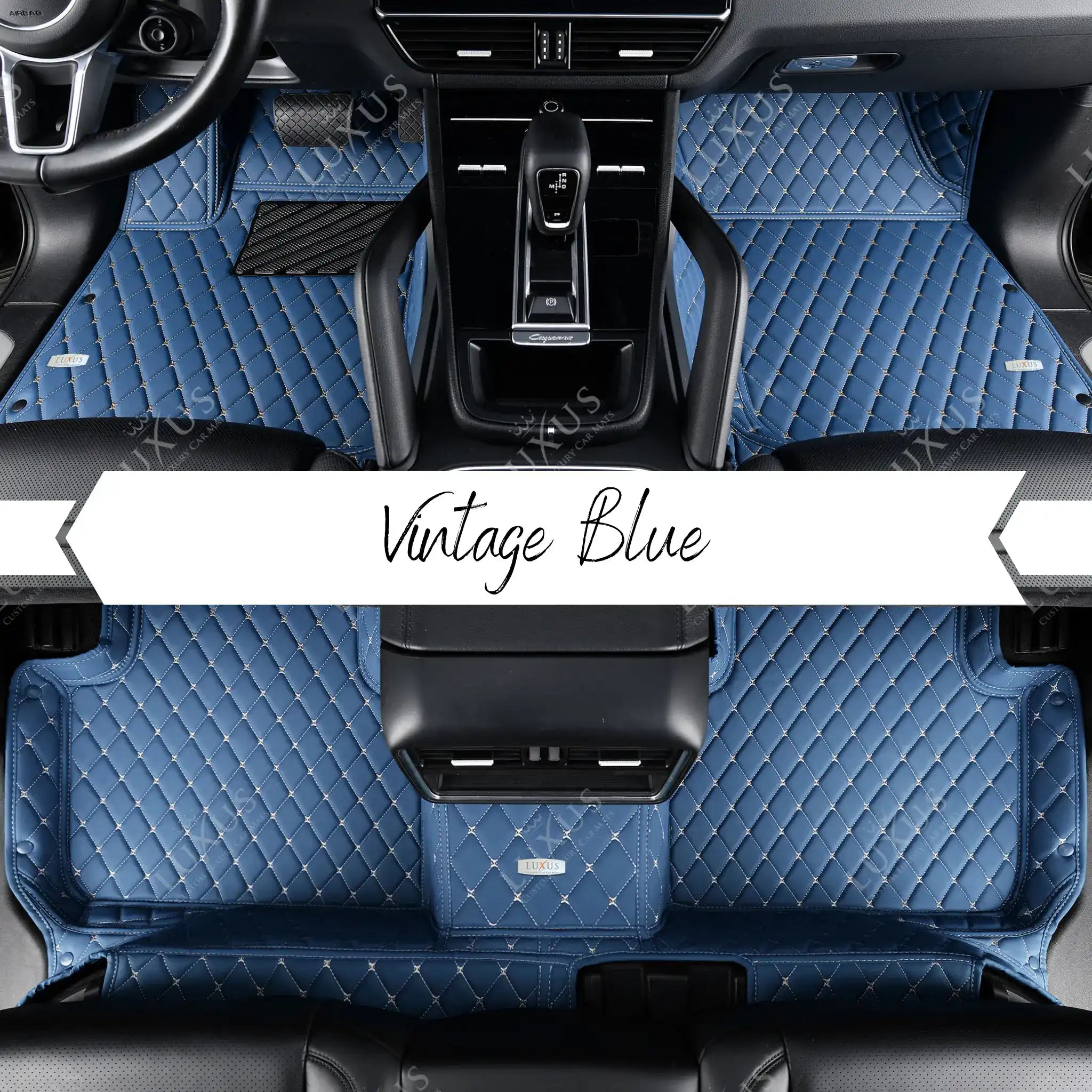 Vintage Blue Diamond Luxury Car Mats Set