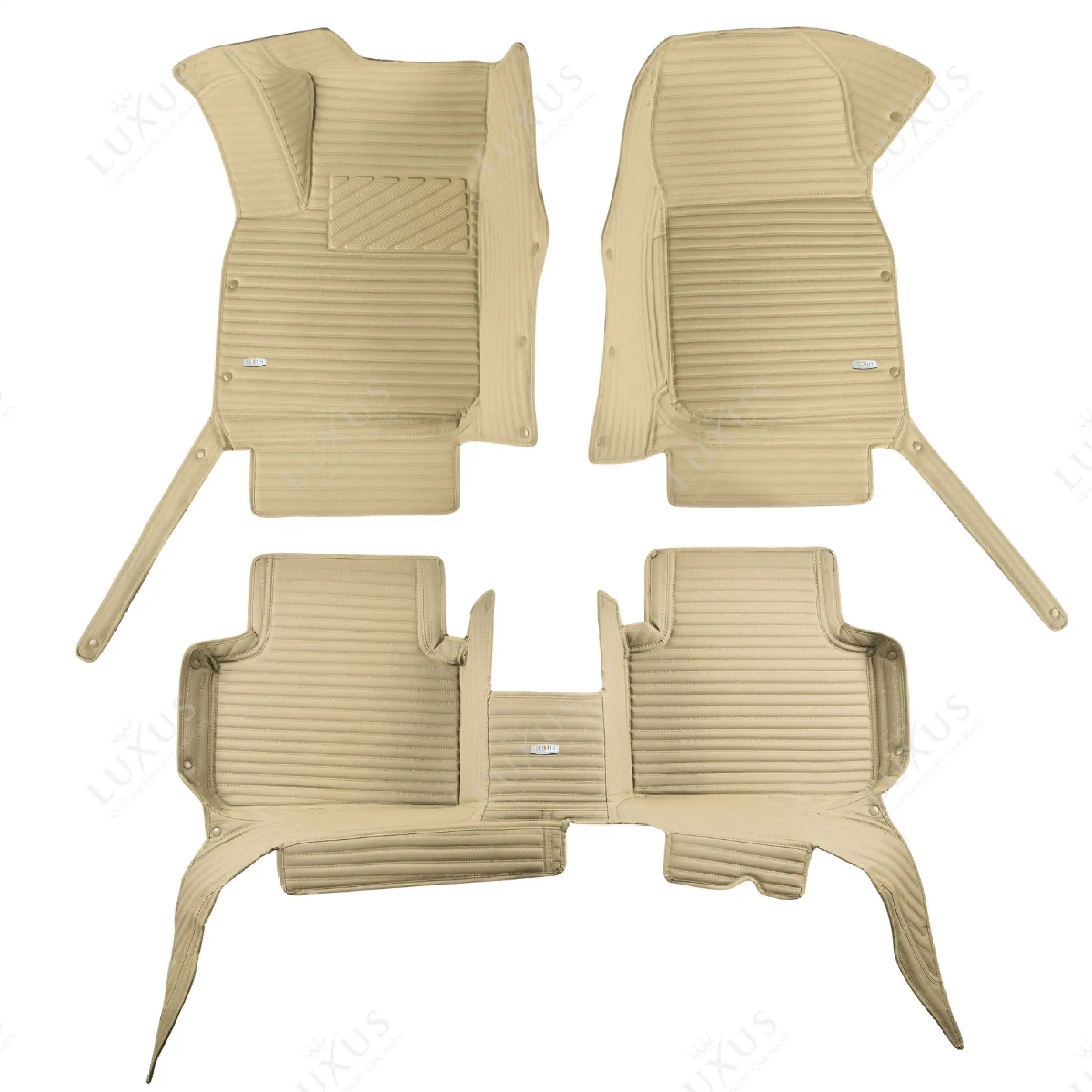 Luxus Premium Stripe Custom Car Mats Set | Cream Beige
