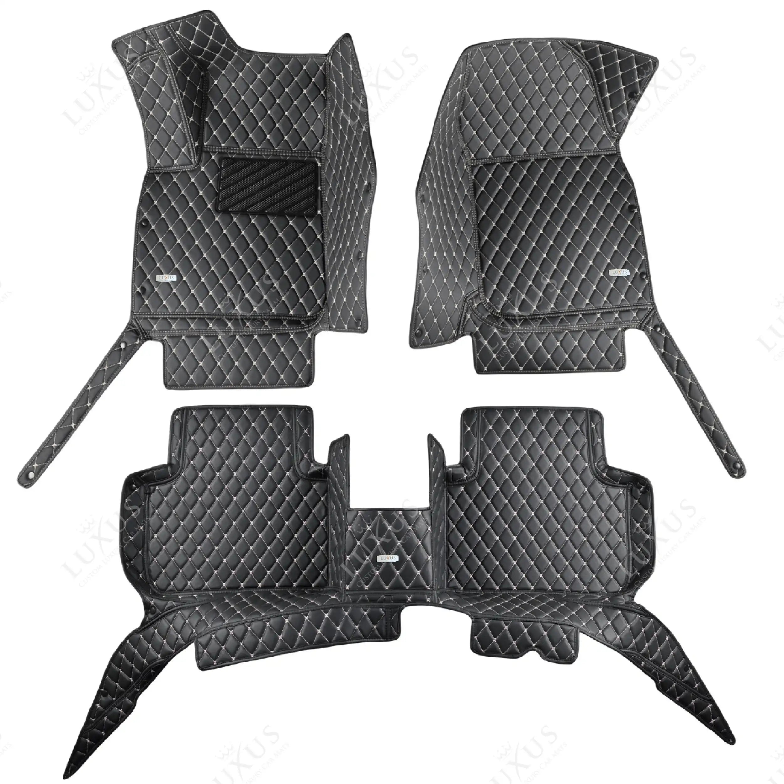 Luxus Car Mats™ – Luxus-Automatten-Set mit schwarzen und beigen Nähten