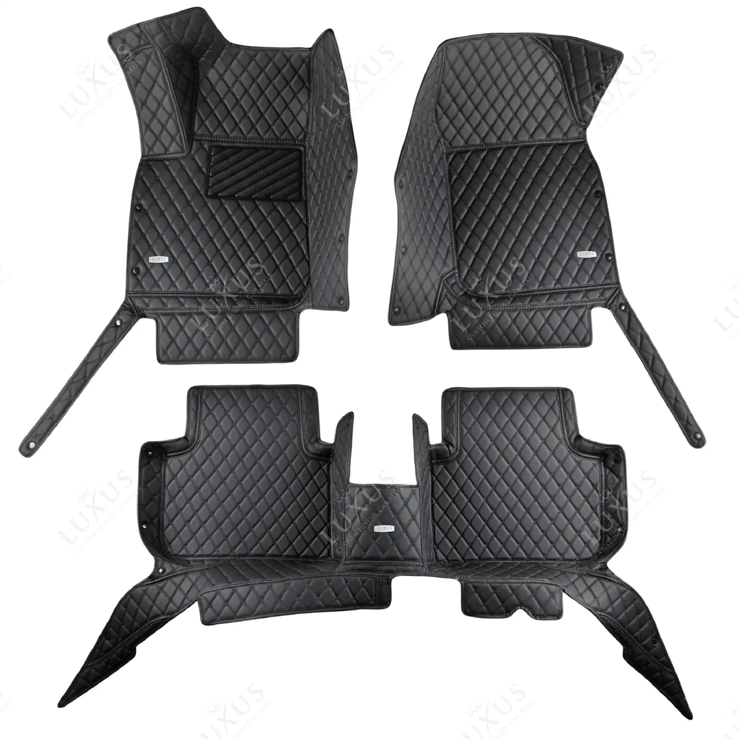 Luxus Premium Diamond Custom Car Mats Set | Black & Black Stitching