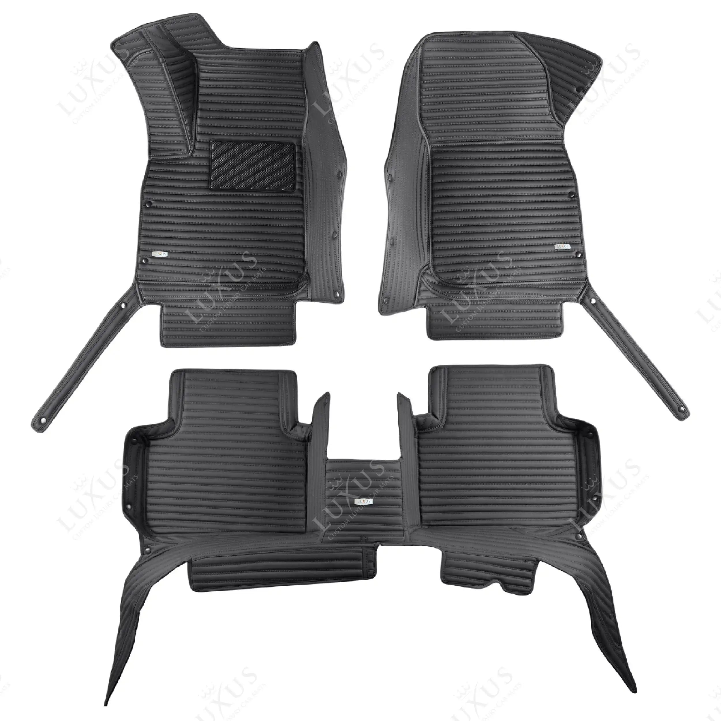 Luxus Premium Stripe Custom Car Mats Set | Black & Black Stitching