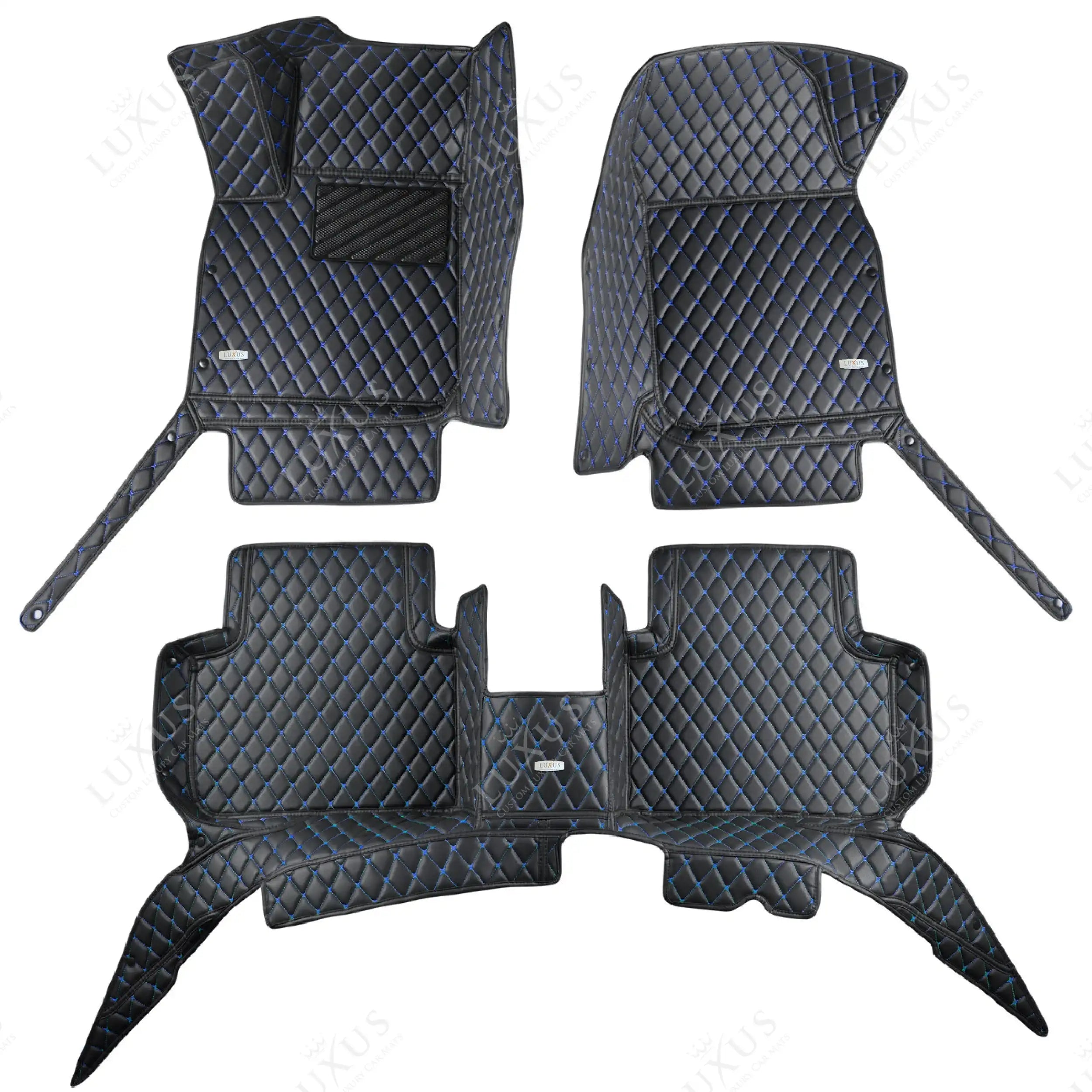 Luxus Car Mats™ – Luxus-Automatten-Set mit schwarzen und blauen Nähten