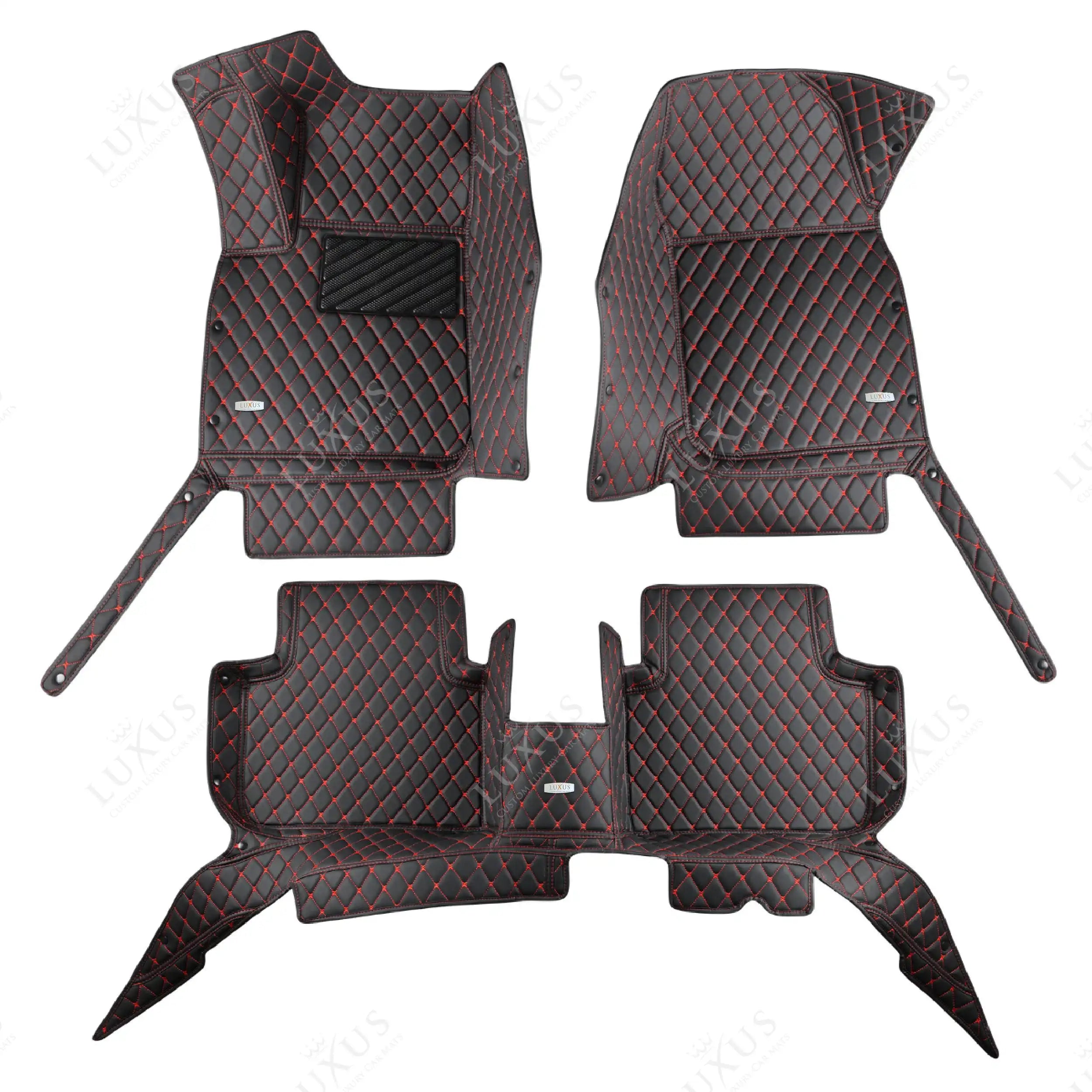 Luxus Car Mats™ – Luxus-Automatten-Set mit schwarzen und roten Nähten