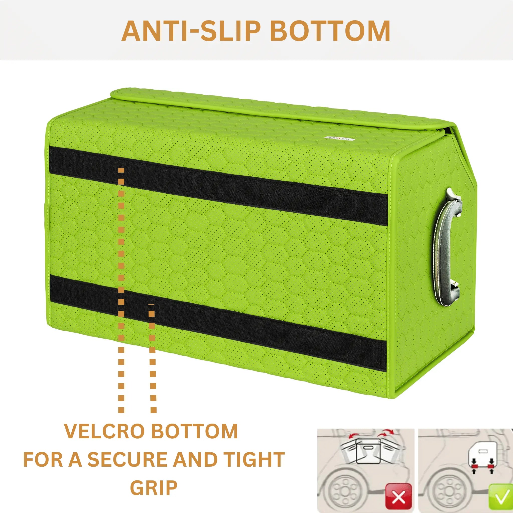 NEW Lime Green Honeycomb Stitching Car Trunk Organizer by Luxus