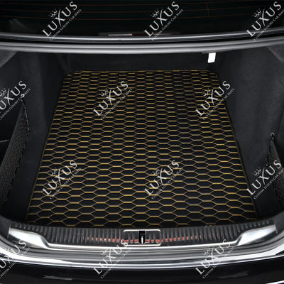Luxus Honeycomb Base Series Trunk Mat | Black & Yellow Stitching