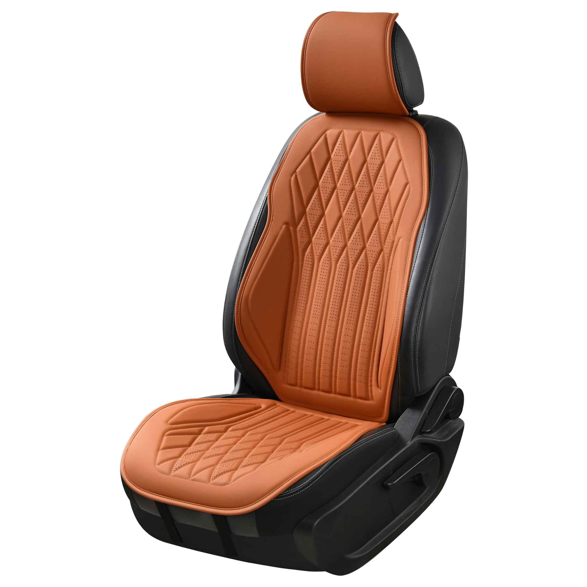 Luxus SeatSkin™ Eco-Leather Diamond Seat Covers | Caramel Brown