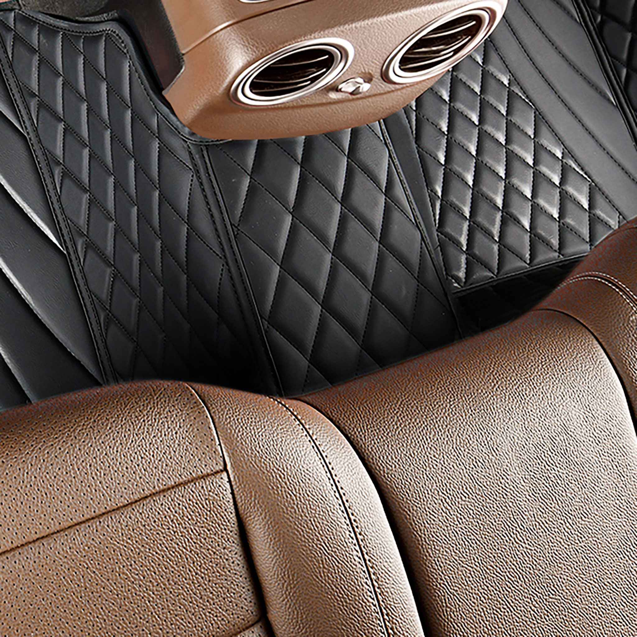 NEW Black & Black Stitching Hybrid Luxury Car Mats Set