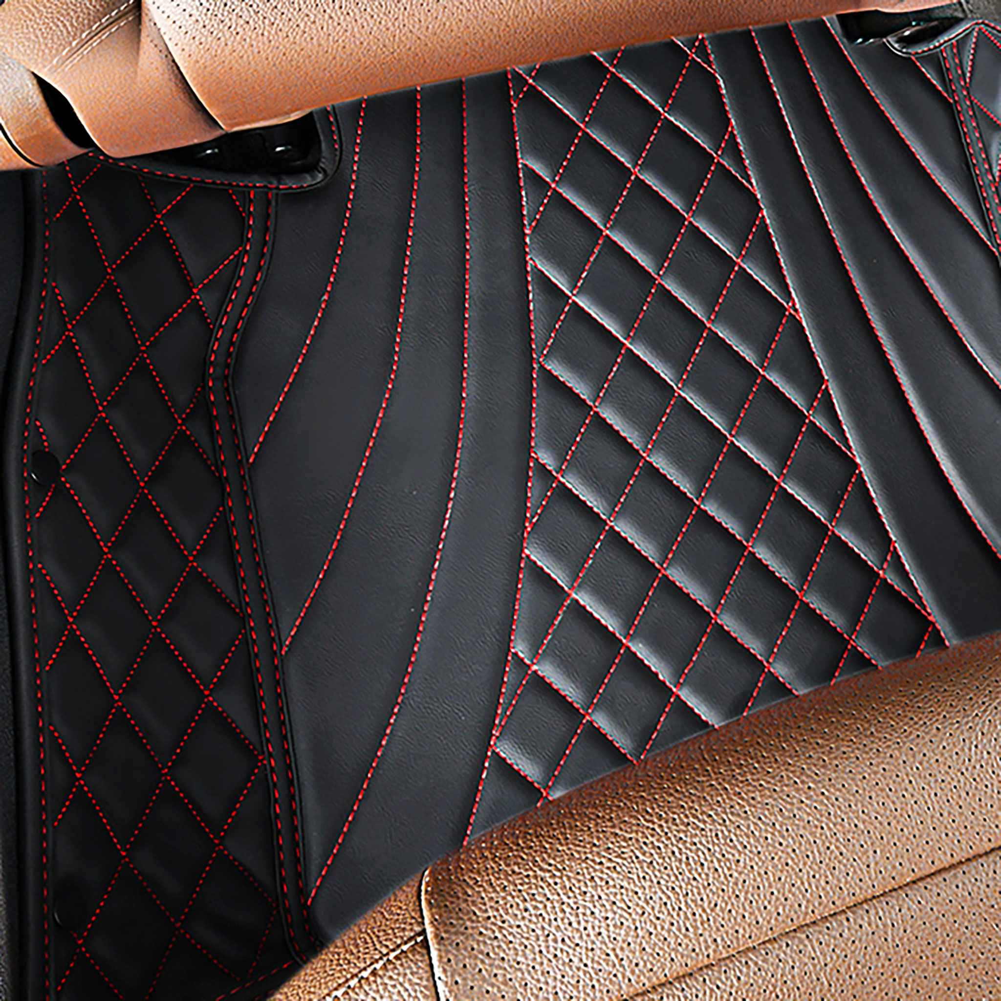 NEW Black & Red Stitching Hybrid Luxury Car Mats Set