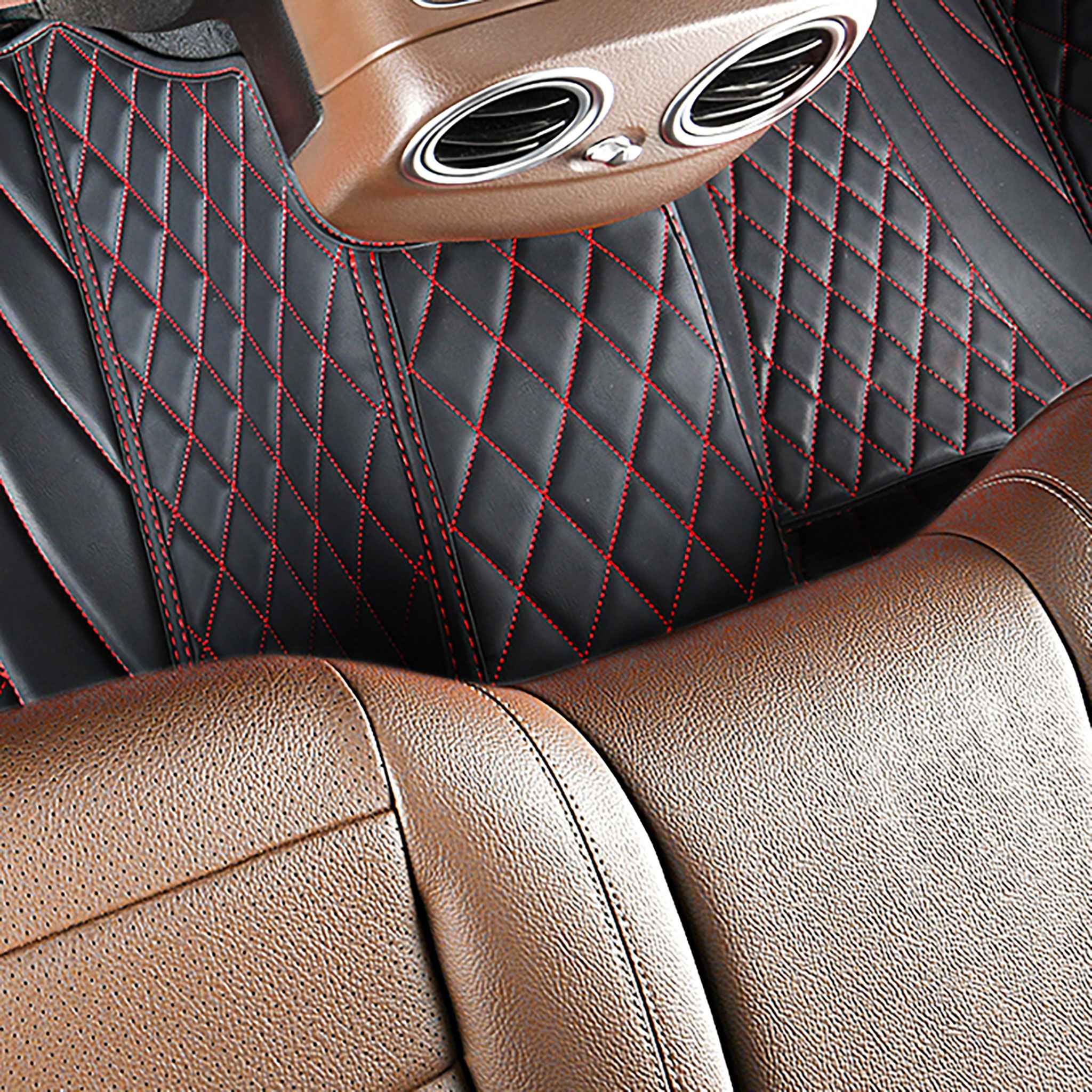 NEW Black & Red Stitching Hybrid Luxury Car Mats Set