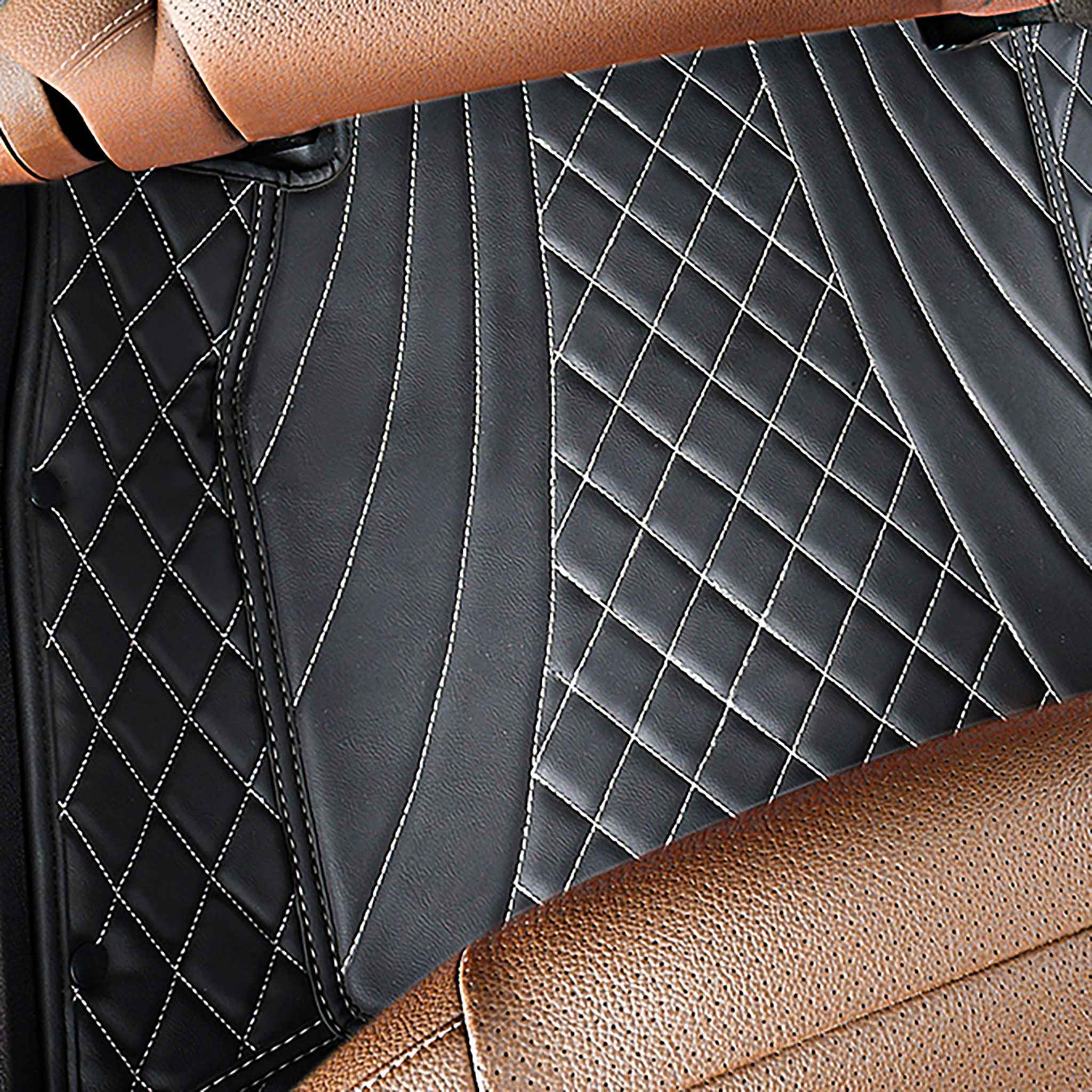 NEW Black & White Stitching Hybrid Luxury Car Mats Set