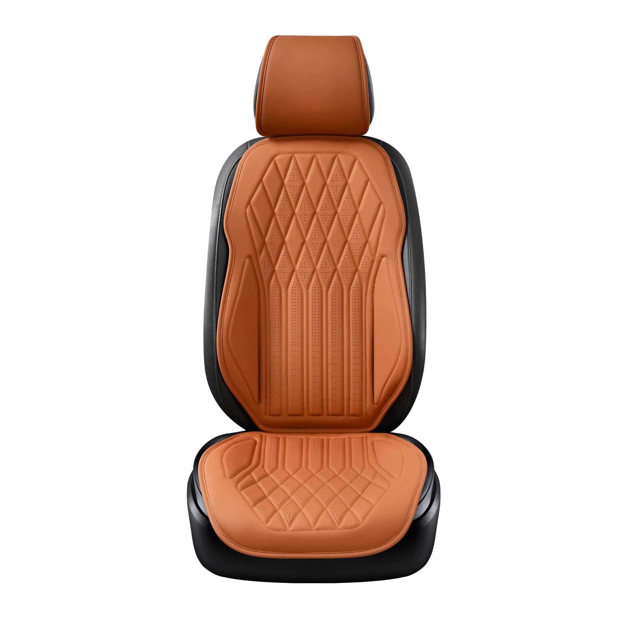 Luxus SeatSkin™ Eco-Leather Diamond Seat Covers | Caramel Brown