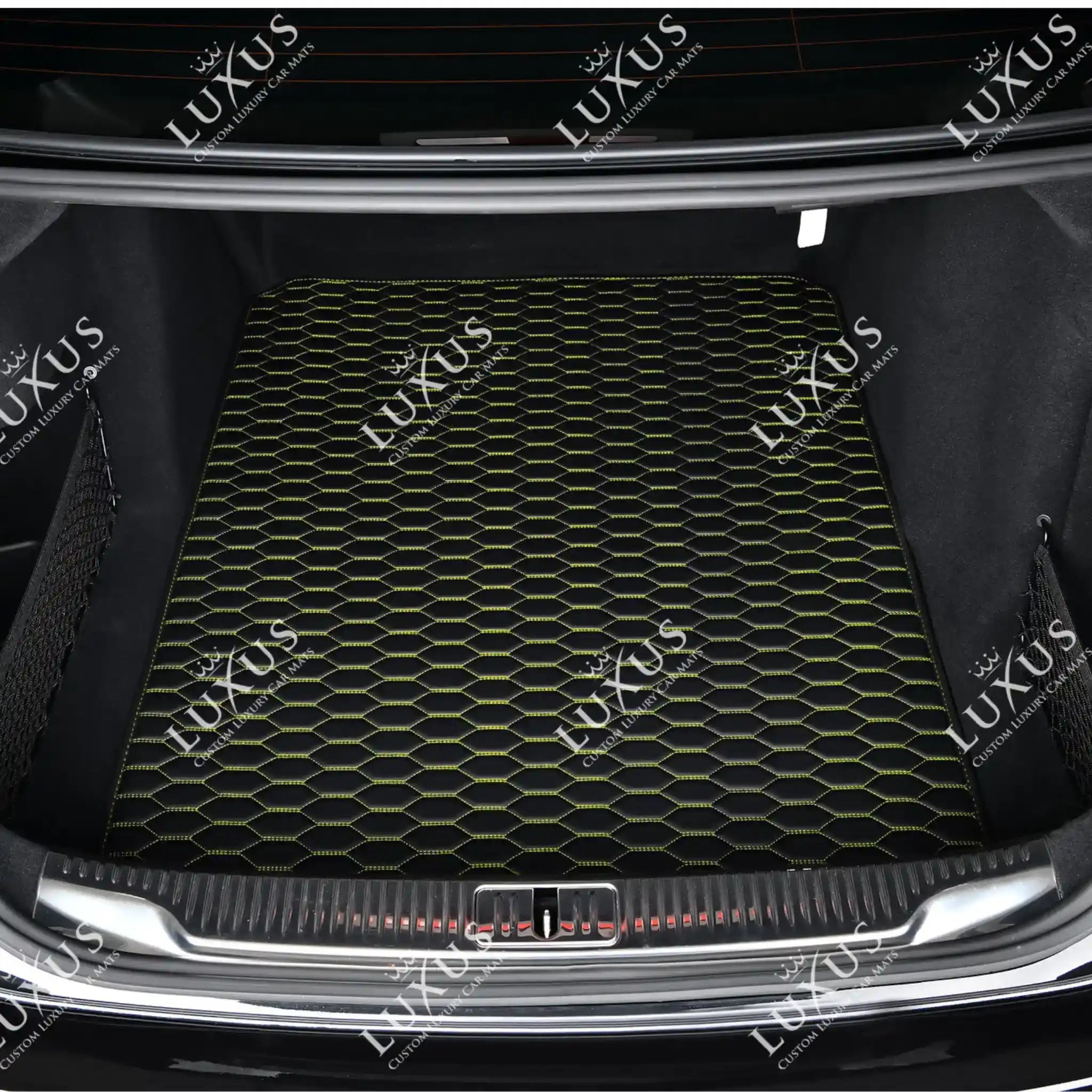 Luxus Premium Honeycomb Custom Base Trunk Liner | Black & Green Stitching