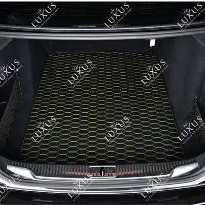 Luxus Honeycomb Base Series Trunk Mat | Black & Green Stitching