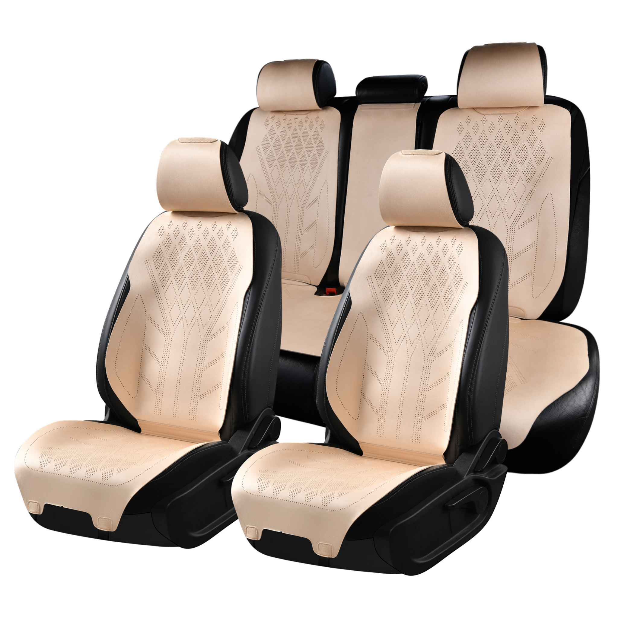 Luxus VeilFit™ OEM-Style Suede Diamond Car Seat Covers | Cream Beige